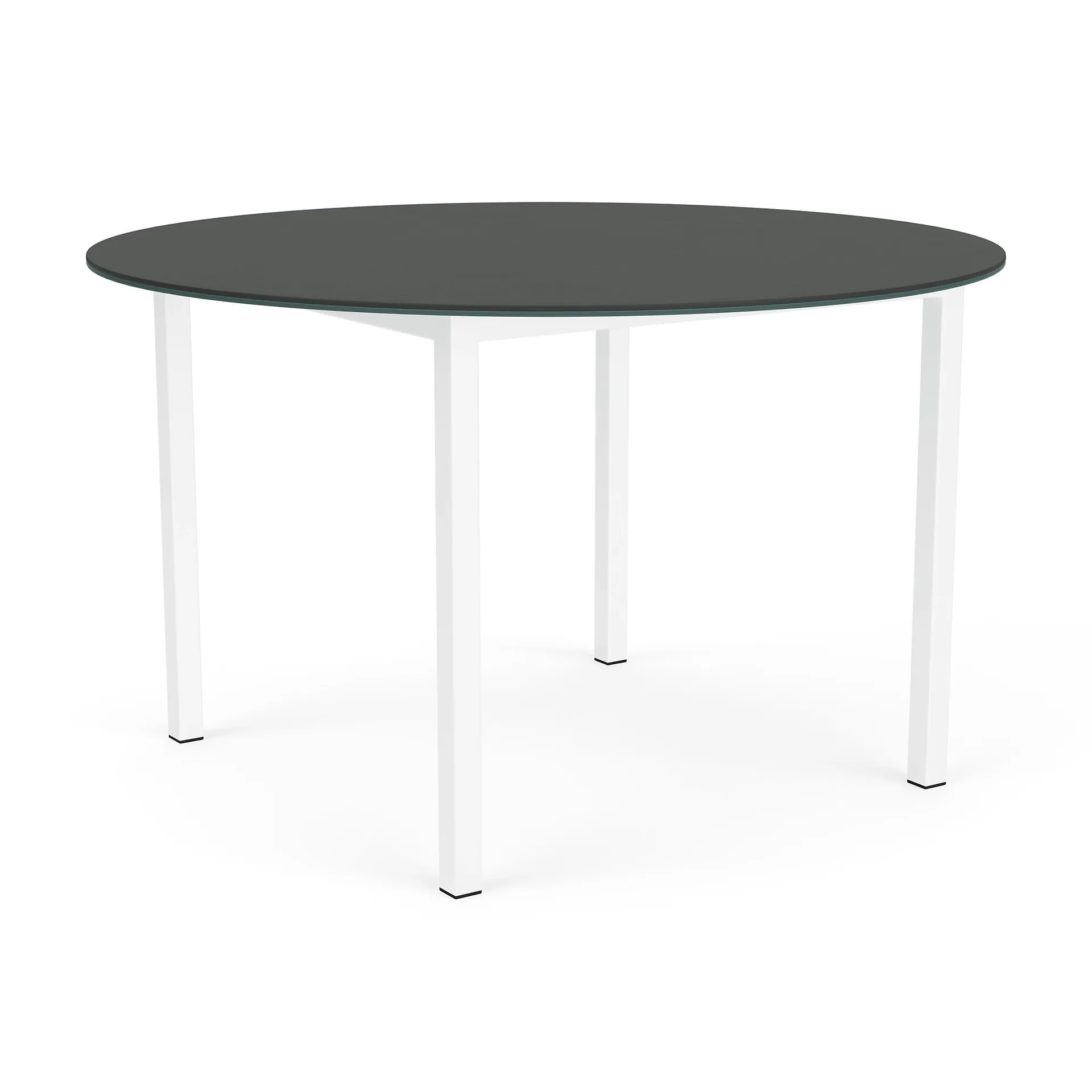 Parsons 42 diam Outdoor Table w/White Base and Dark Grey Ceramic Top