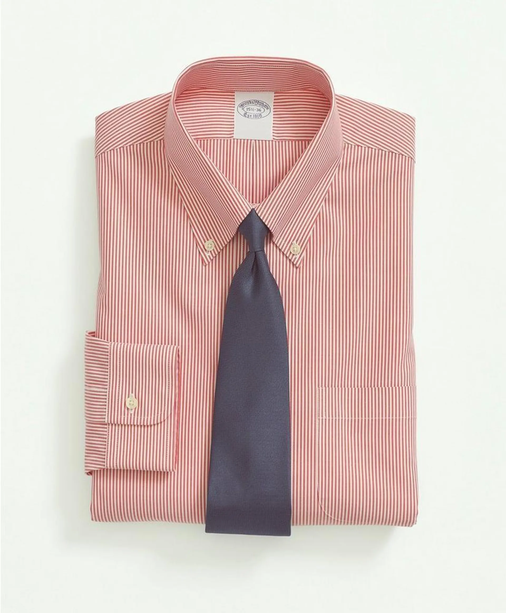 Cotton Non-Iron Pinpoint Oxford Button-Down Collar, Candy Stripe Dress Shirt