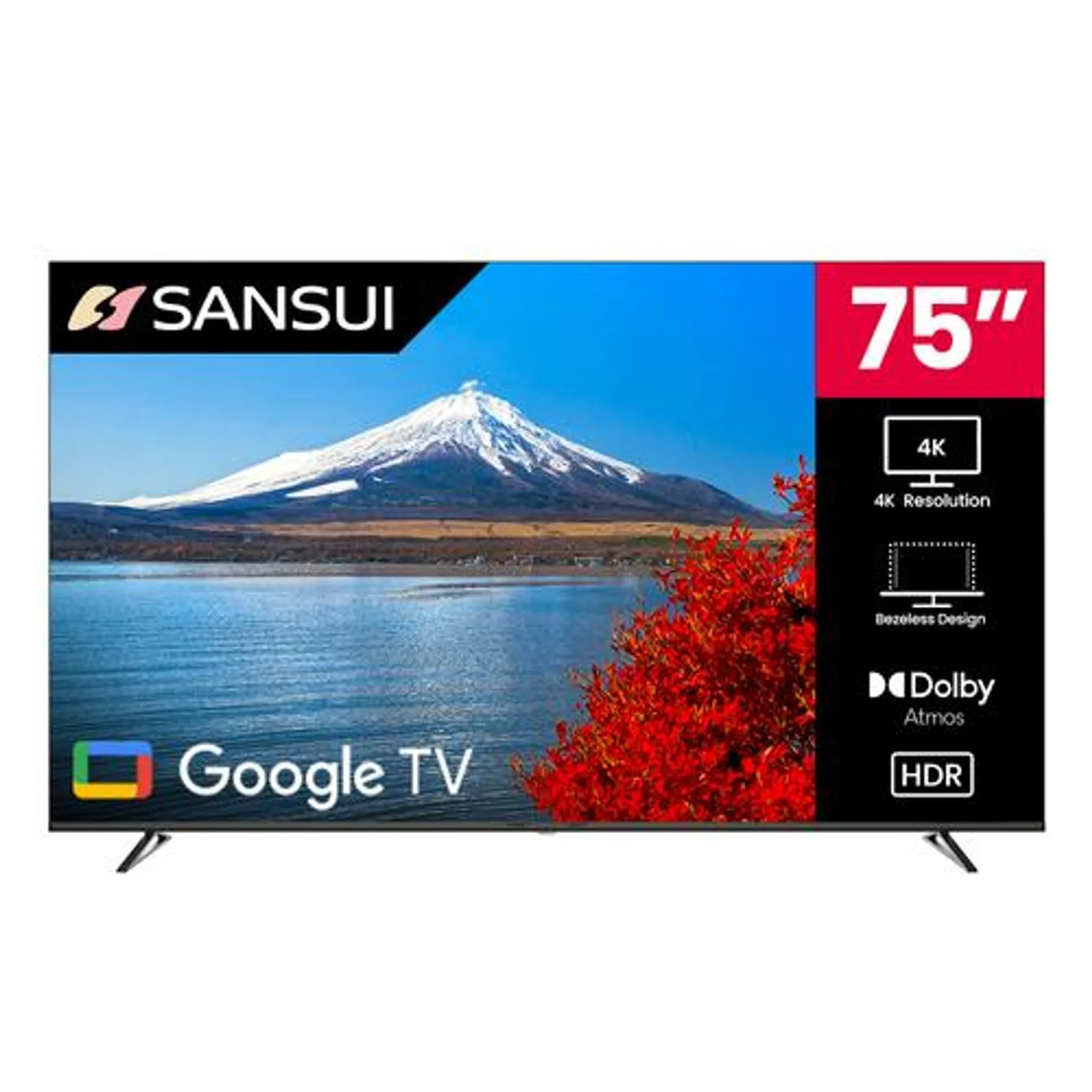 75" VH Series 4K UHD Frameless Design Smart TV with Dolby Vision HDR, Dolby Atmos, Google TV