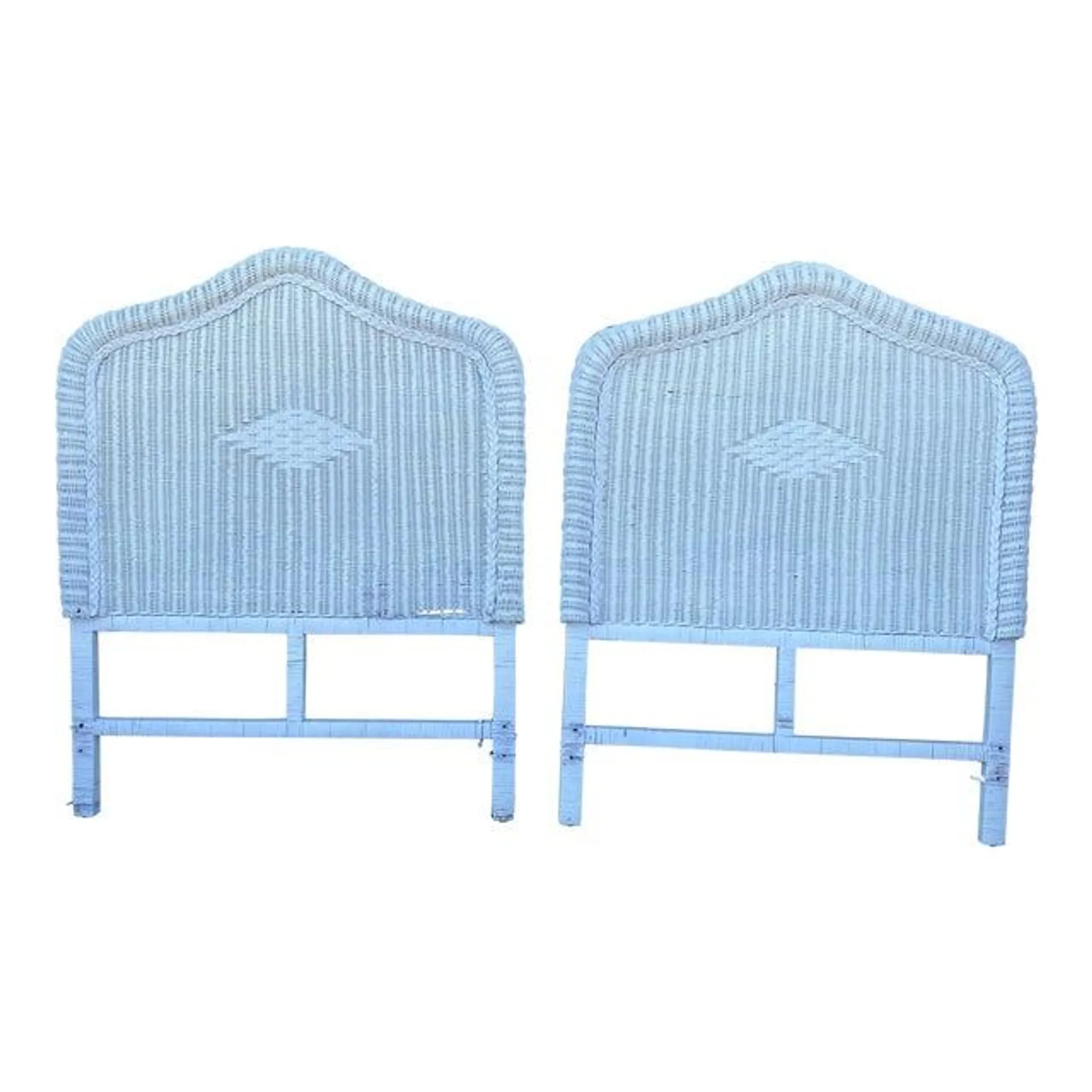 1980s White Wicker Twin Headboards - a Pair