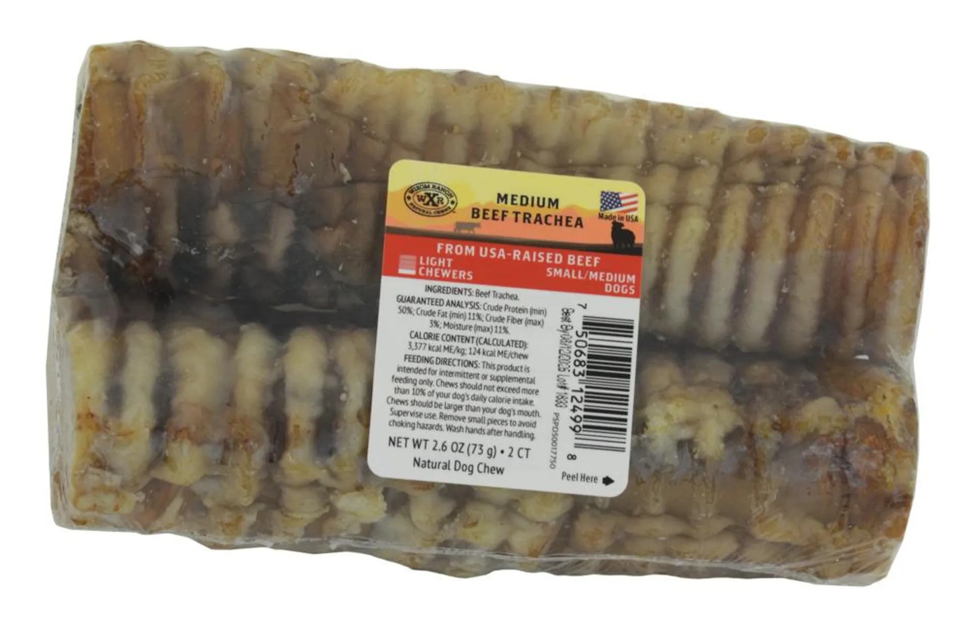 Wixom Ranch Natural Chews Medium Beef Trachea, 2 Count