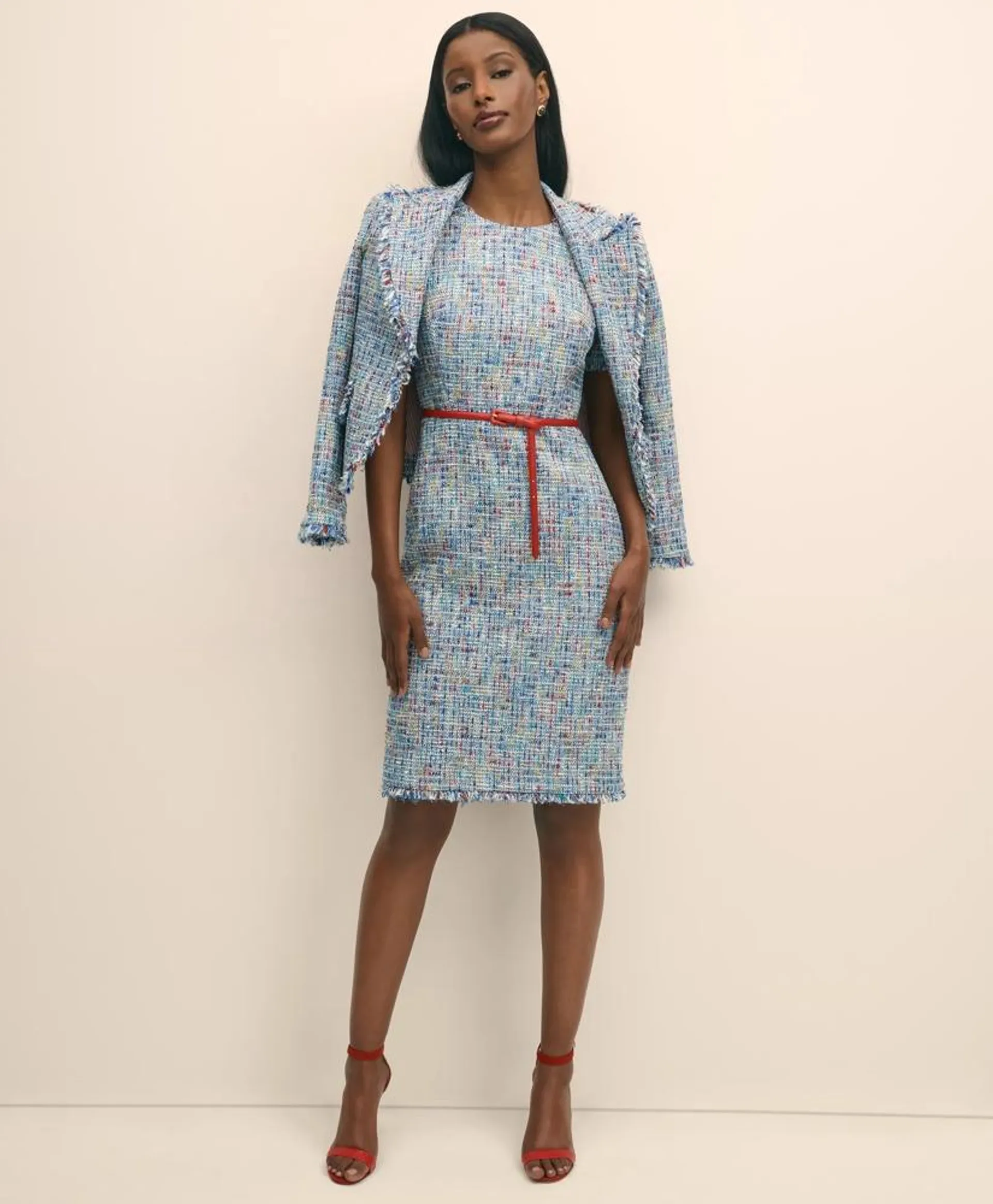 Fringed Boucle Dress