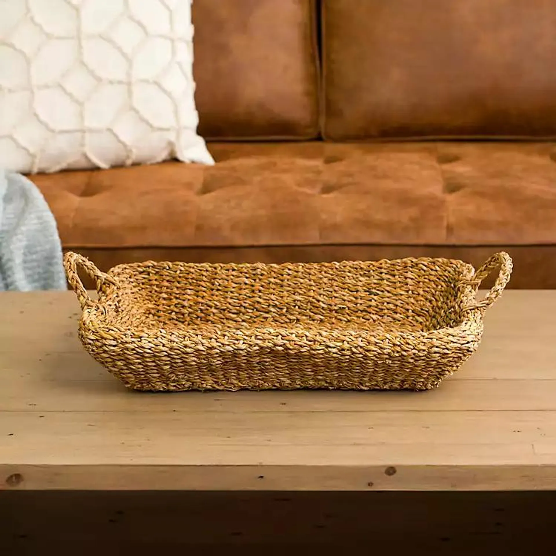 Natural Seagrass Tray with Handles