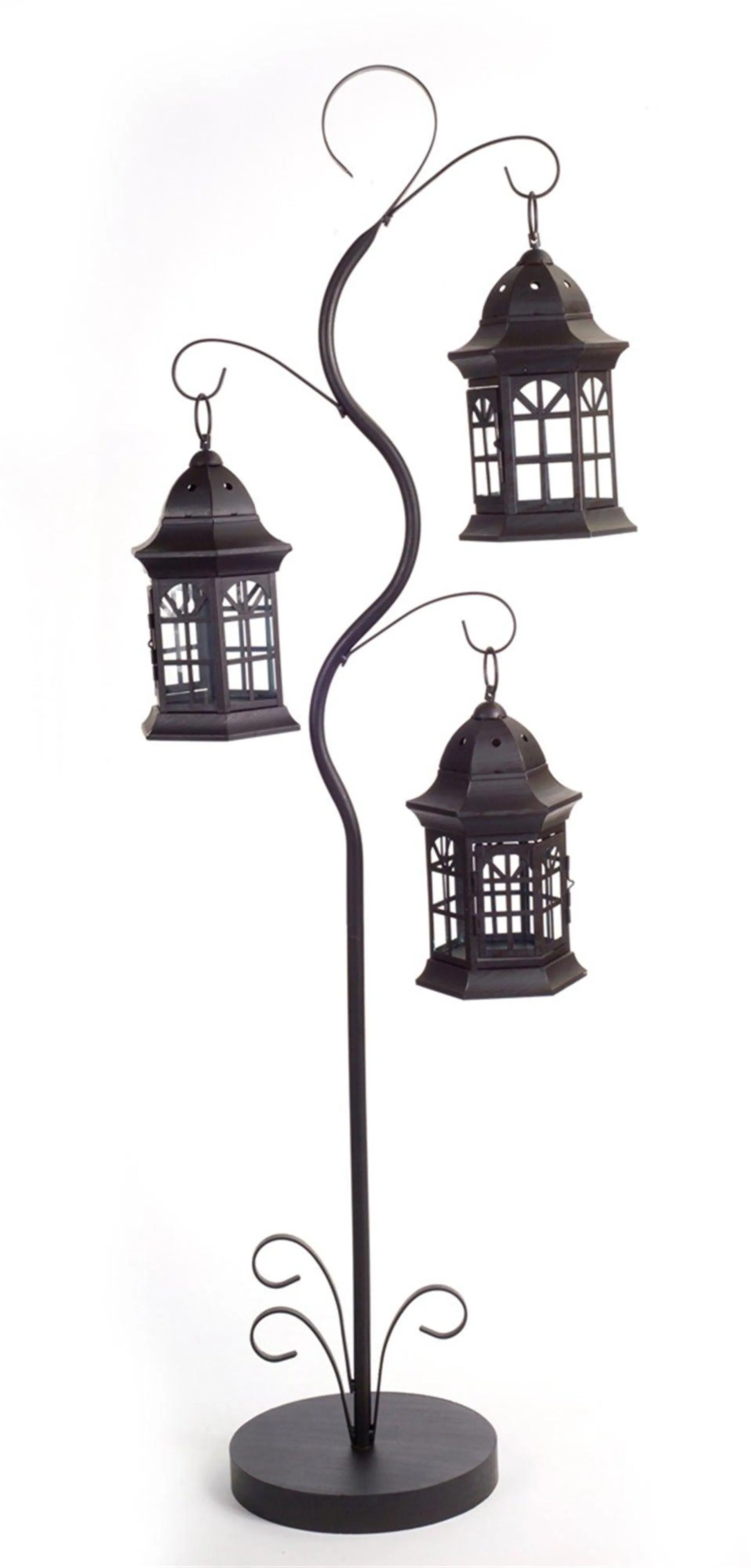 Whimsical Metal Lantern Tree with 3 Candle Holders 4.5'