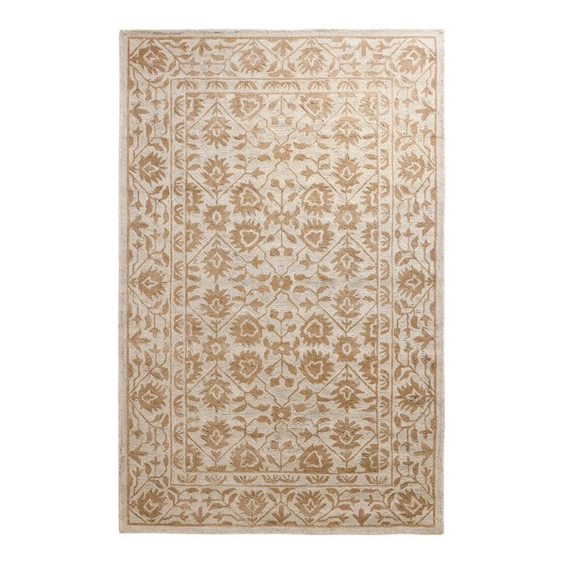 Eliza Brown Floral Traditional Style Tufted Wool Area Rug