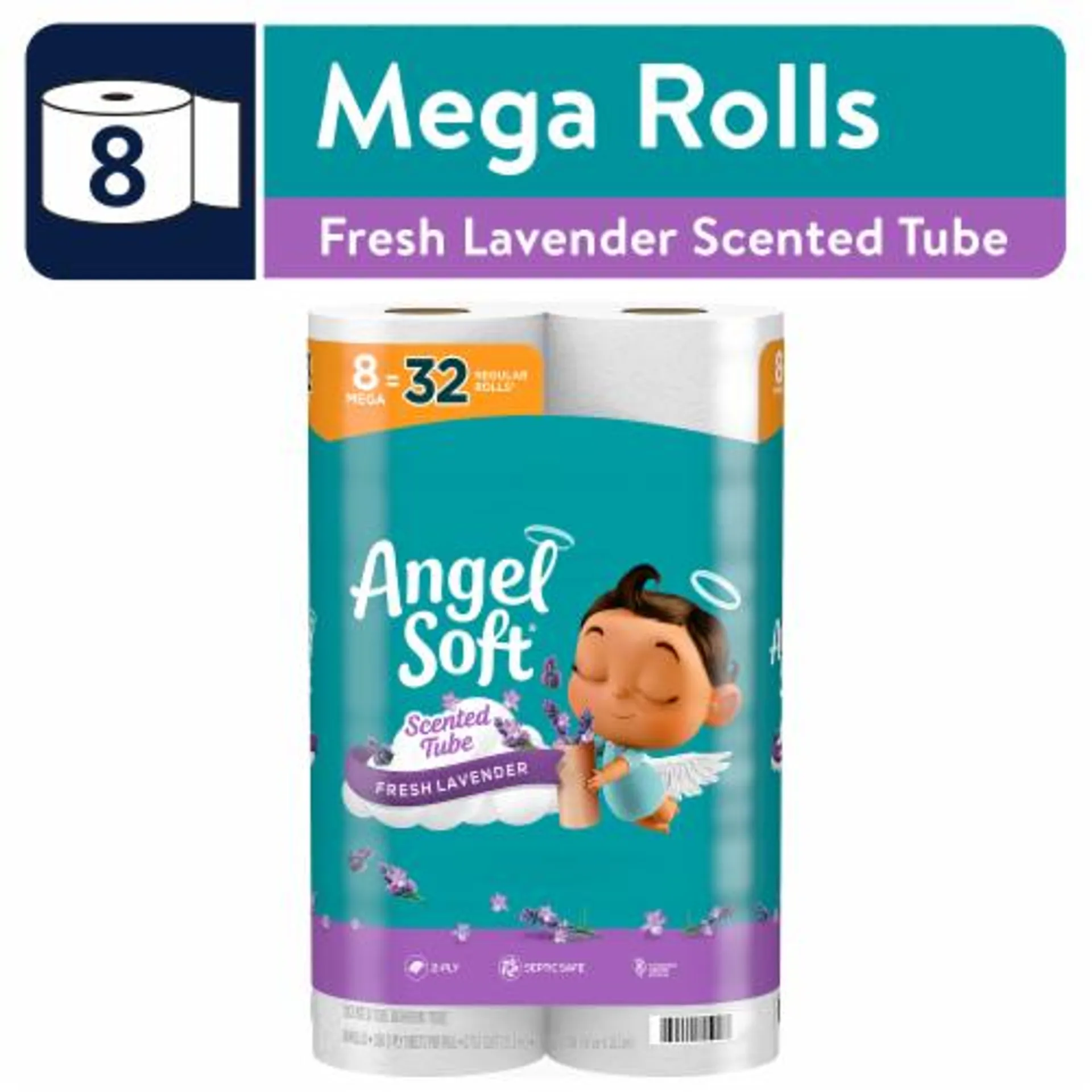 Angel Soft® Toilet Paper with Fresh Lavender Scented Tube Mega Roll