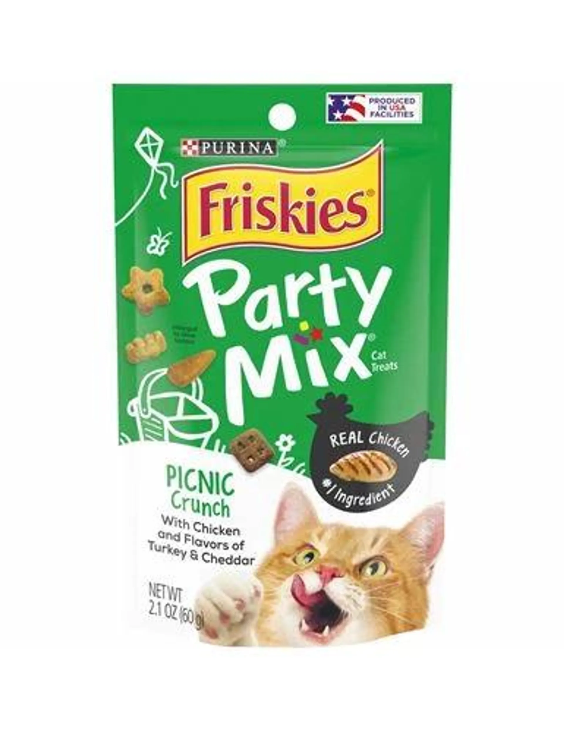 Purina Friskies Cat Treats, Party Mix Picnic Crunch - 2.1 Ounce Pouch