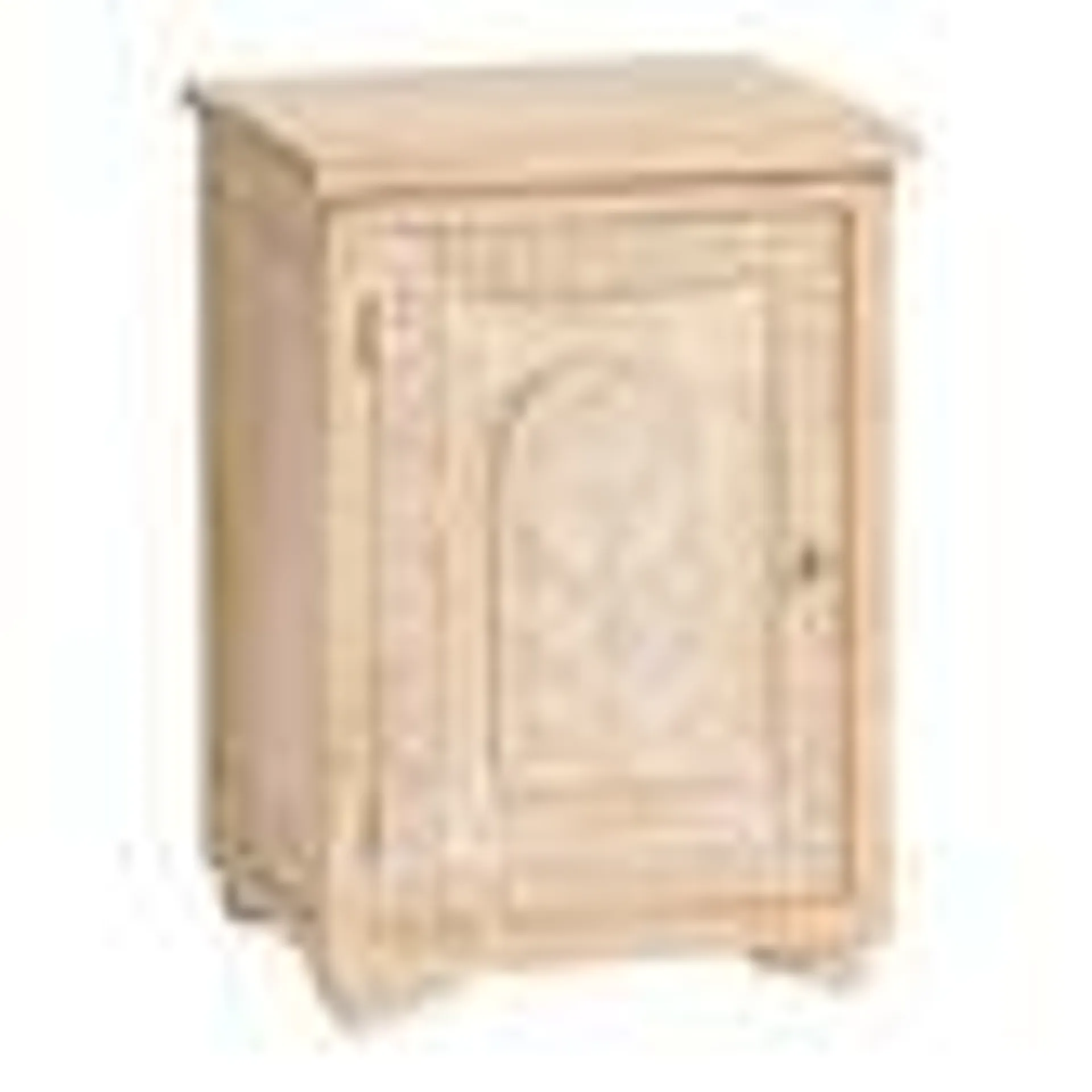 Tree of Life Natural and White Carved Wood Storage Cabinet