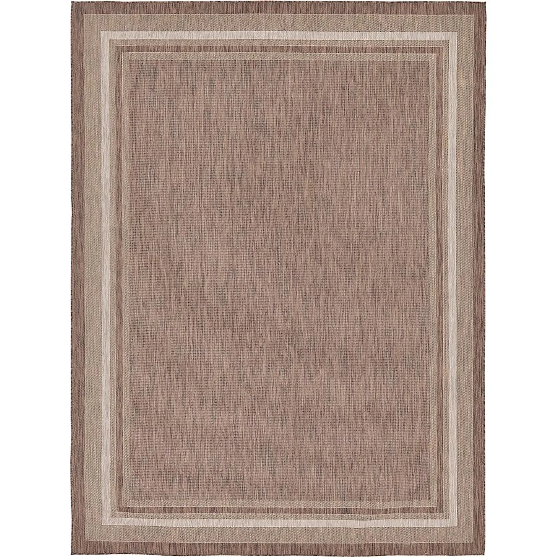 Unique Loom Soft Border Outdoor 9 X 12 (ft) Brown/Beige Indoor/Outdoor Border French Country Area Rug