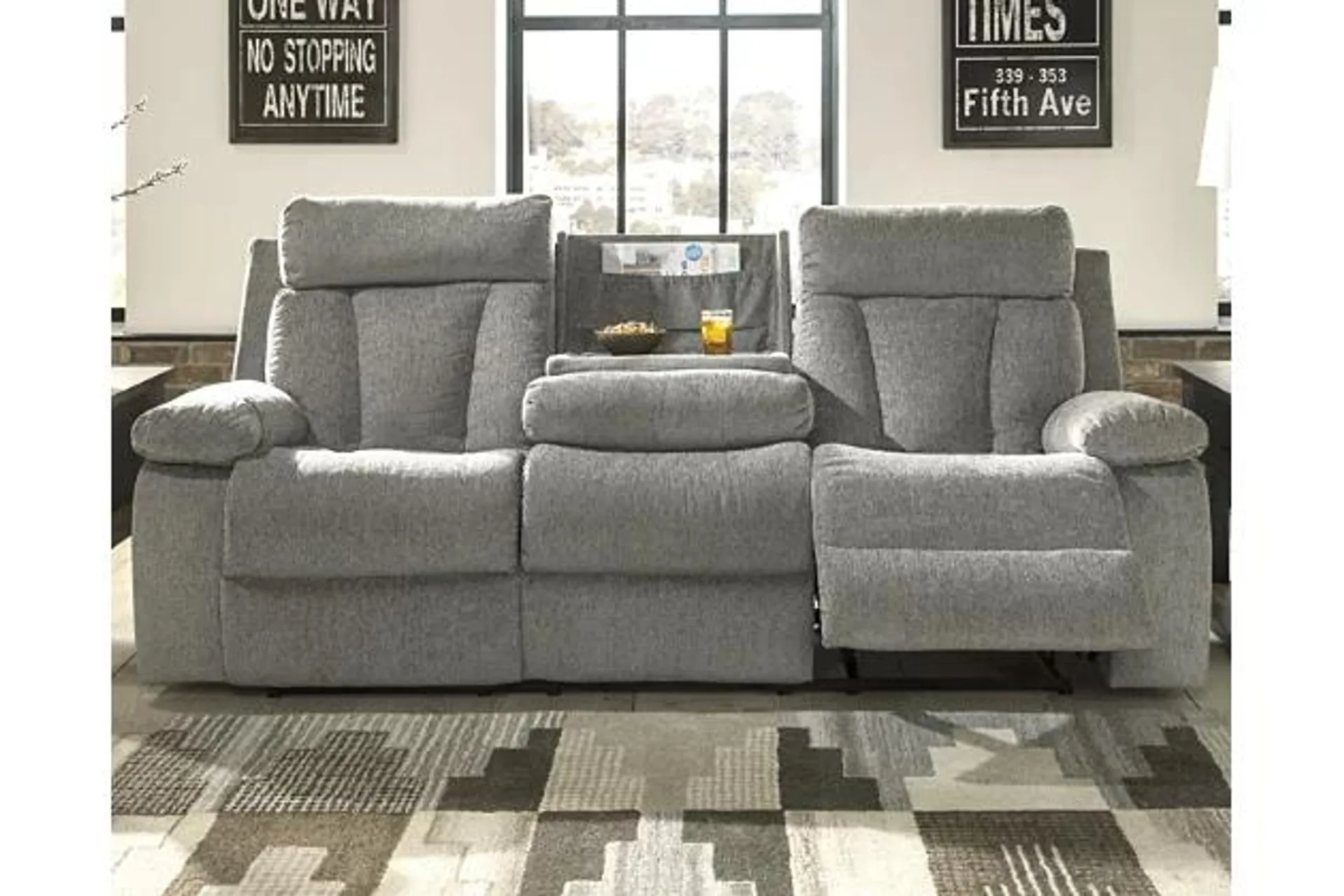 Mitchiner Manual Reclining Sofa with Drop Down Table