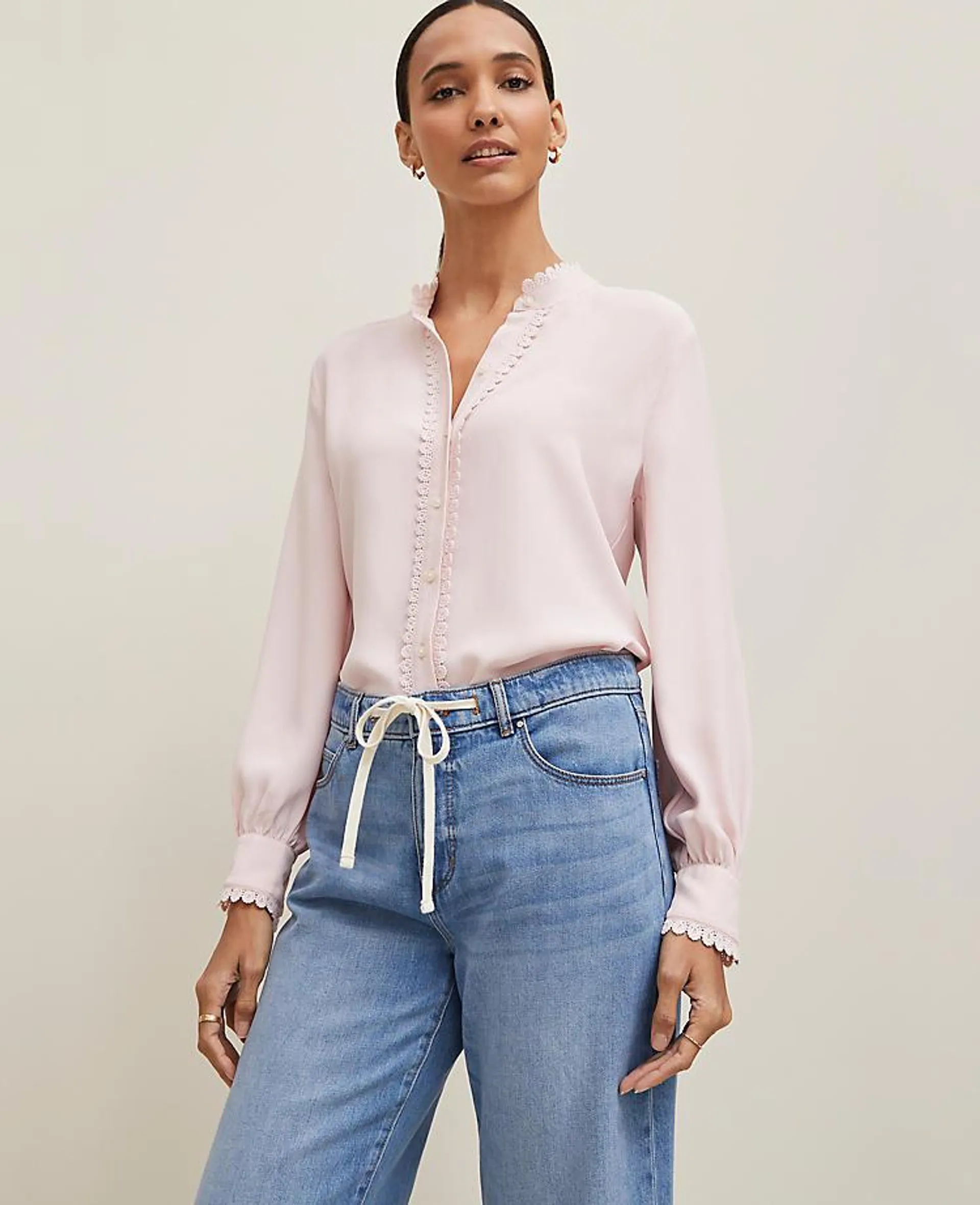 Scalloped Mixed Media Top