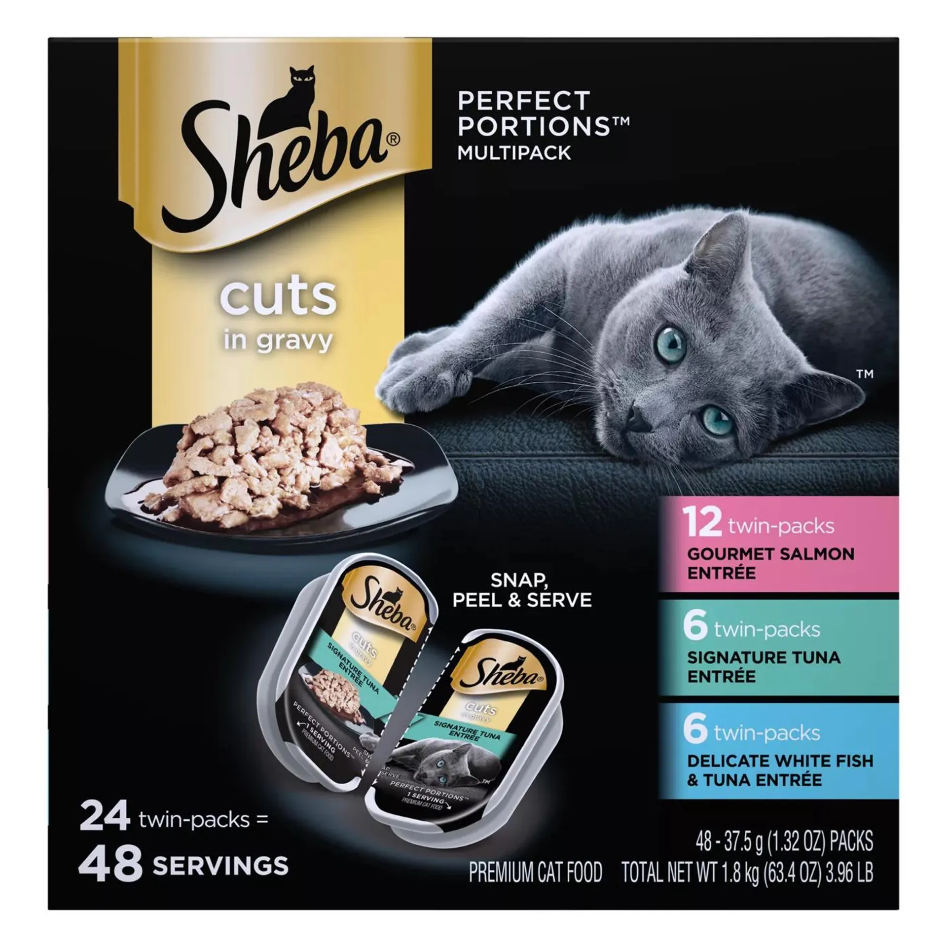 Sheba® Perfect Portions Adult Wet Cat Food - Cuts in Gravy, Variety Pack, 48 CT, 63.4 OZ