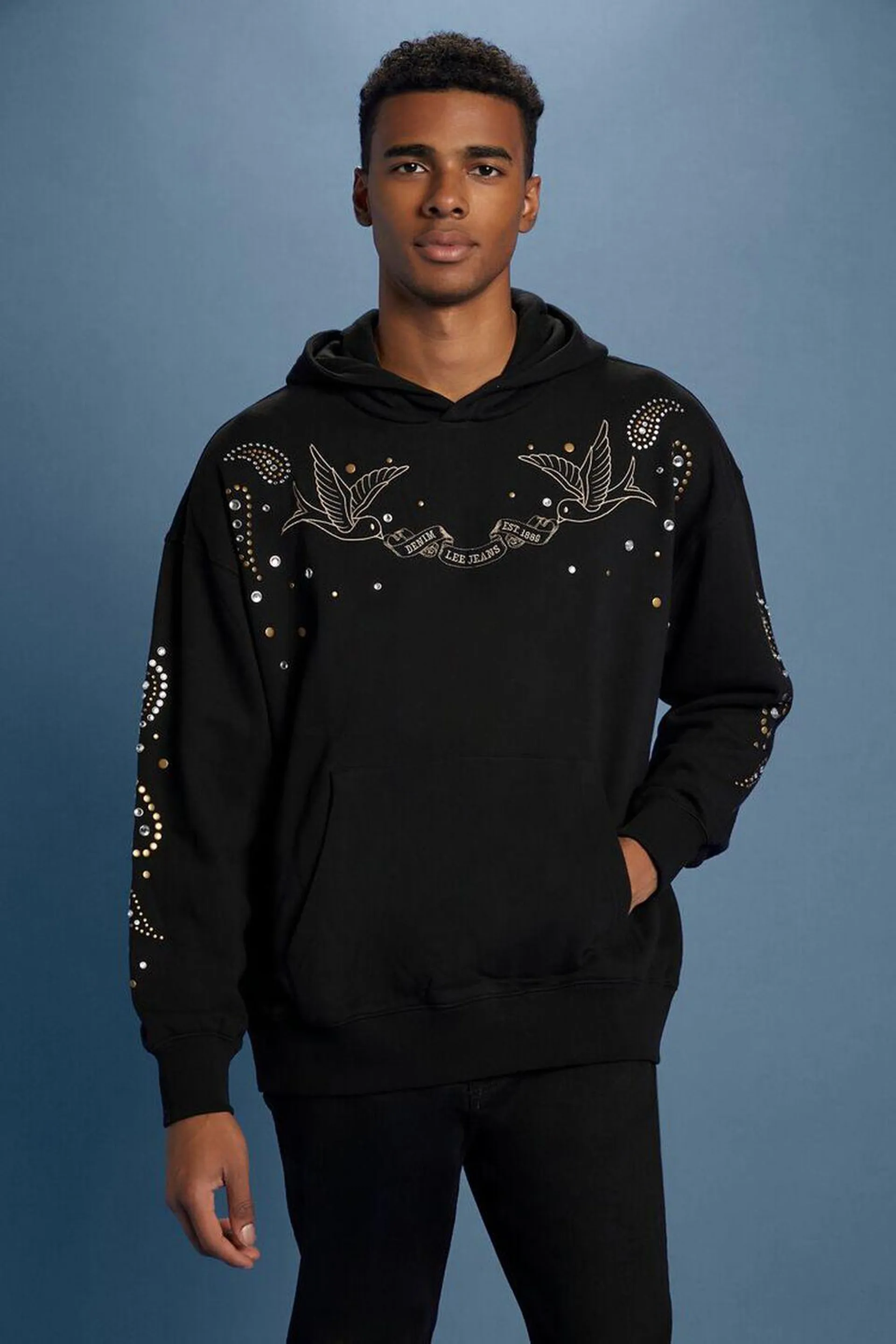 Lee Embroidered Rhinestone Hoodie