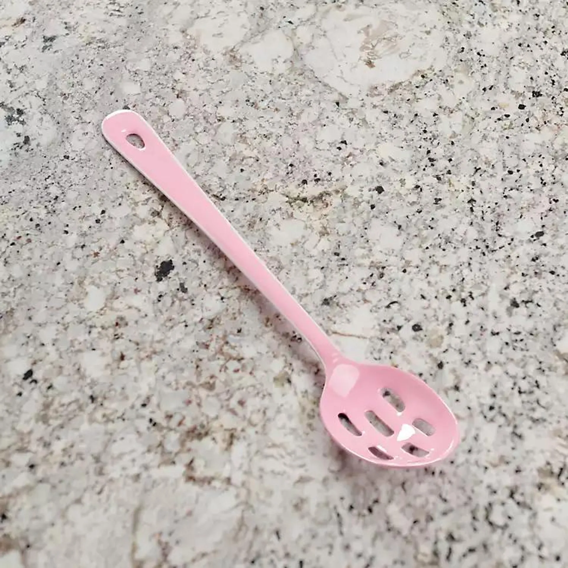 Pink Enamel Stainless Steel Slotted Spoon