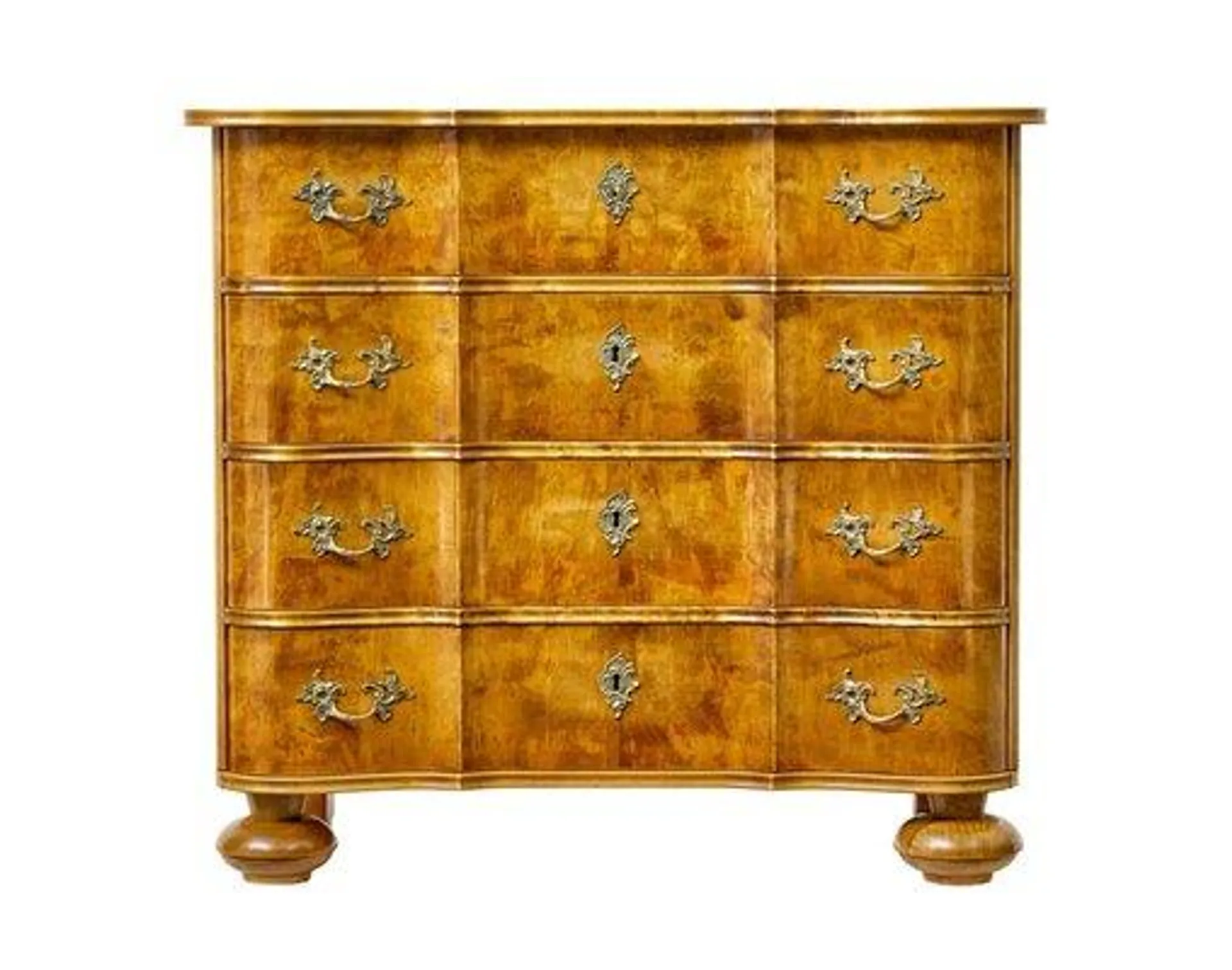 Mid-Century Swedish Baroque Style Birch Chest of Drawers, 1950s