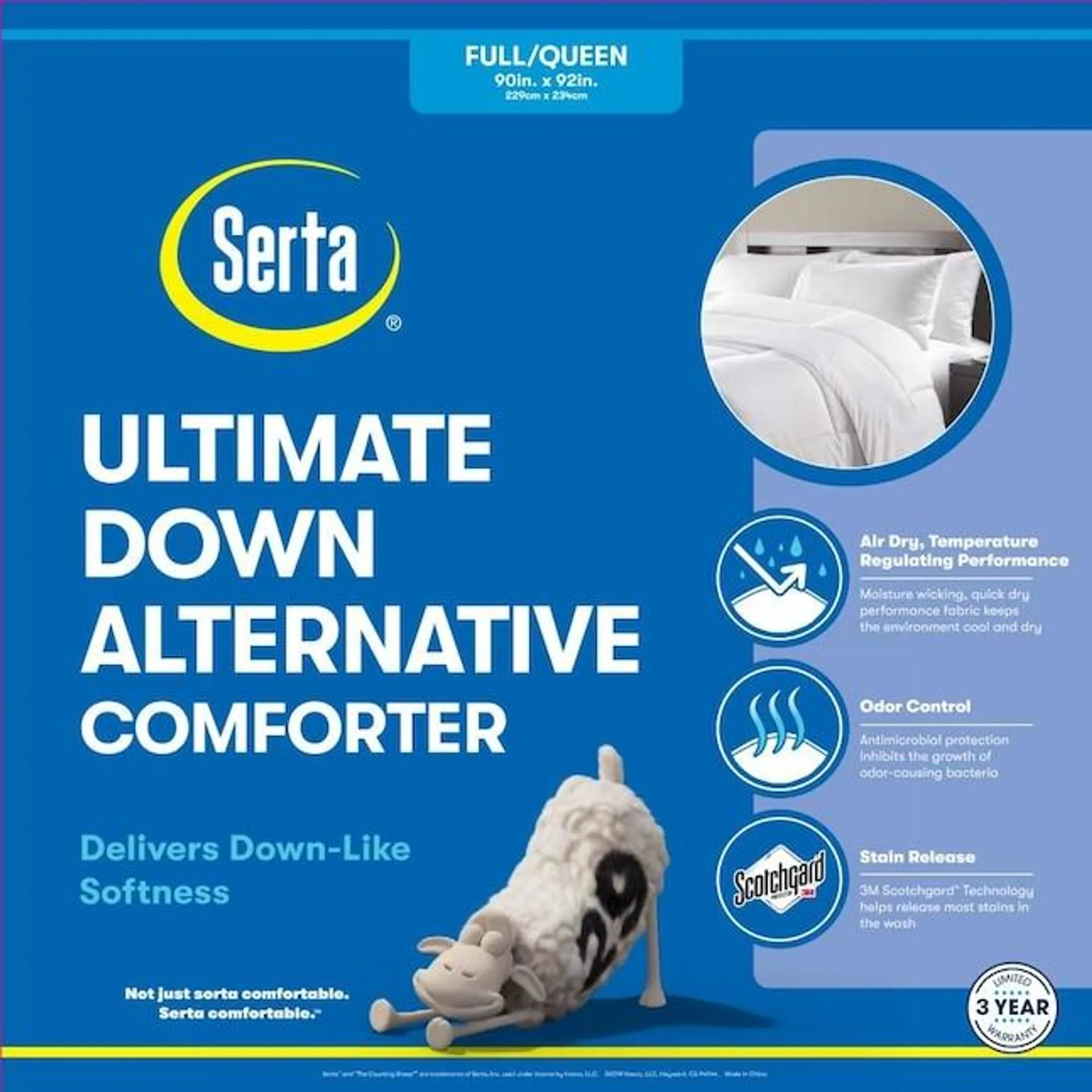 Serta White Solid Full/Queen Comforter with (Down Alternative Fill)