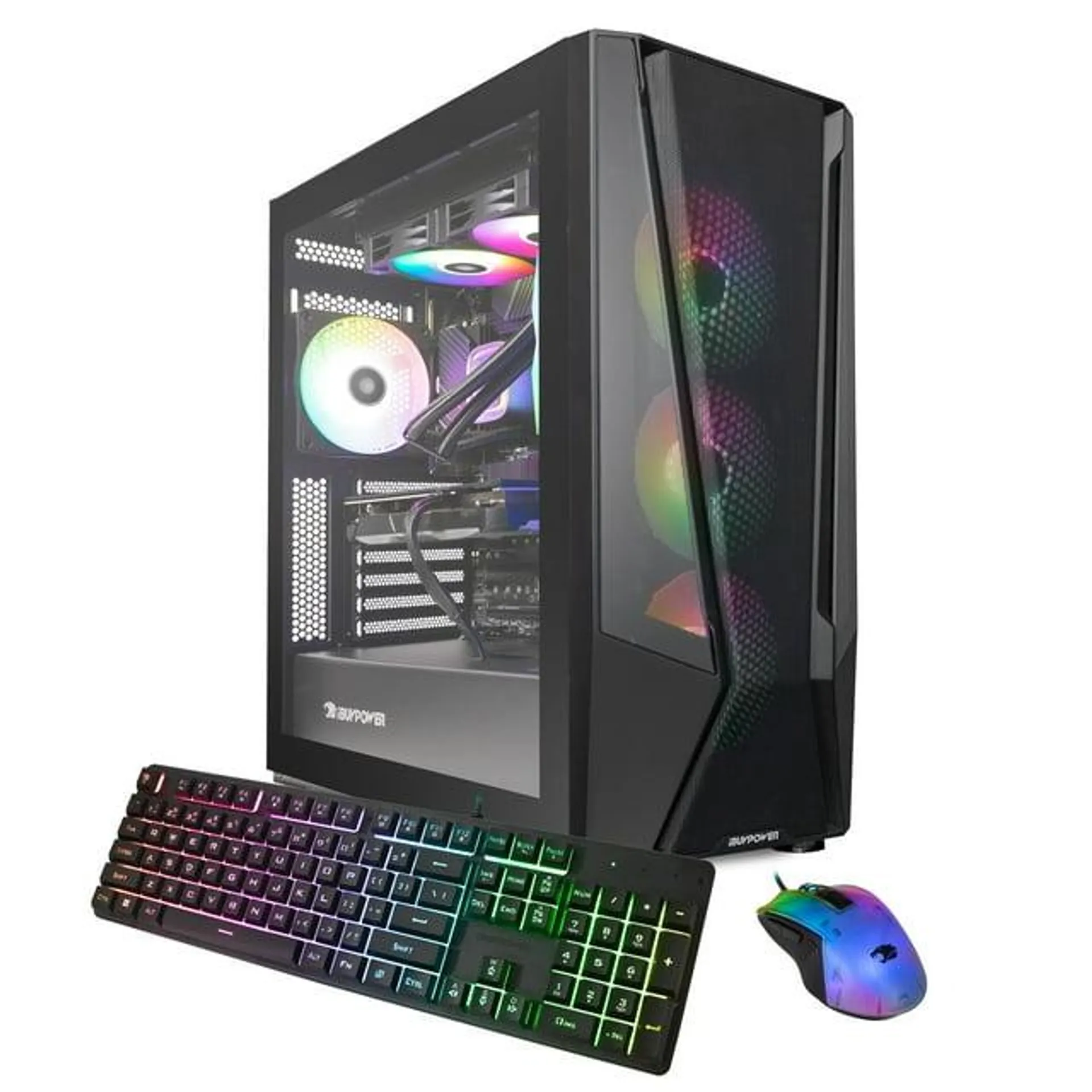 iBUYPOWER TraceMesh Gaming Desktop Liquid Cooled AMD Ryzen 7-7700 NVIDIA GeForce RTX 4060Ti 16GB DDR5 1TB SSD Black (2024)