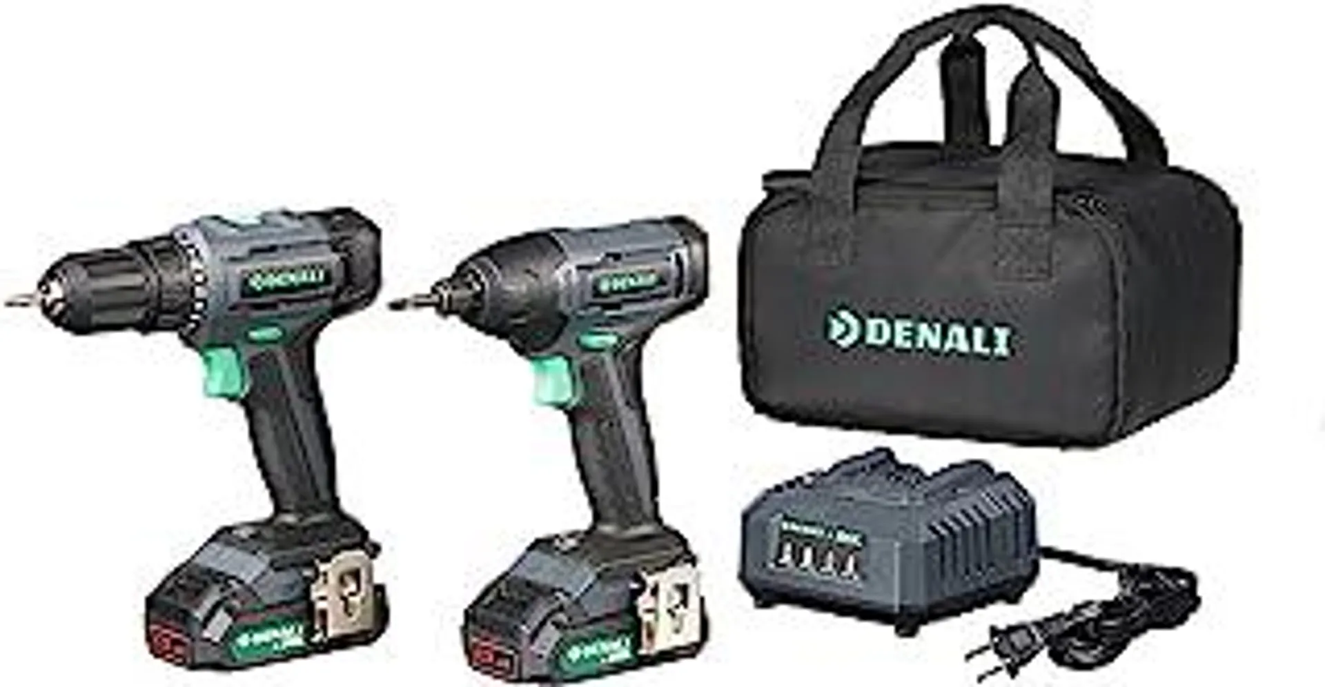 Amazon Brand - Denali by SKIL 20V Cordless Drill and Impact Driver Combo with 2 x 2.0Ah Lithium Batteries, 2.4A Charger and Carry Bag, Blue