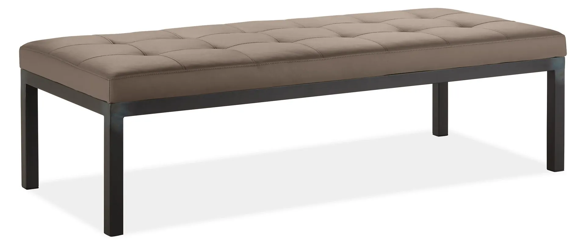 Ravella 56w 24d 16h Bench in Lecco Pewter Leather with Natural Steel Base