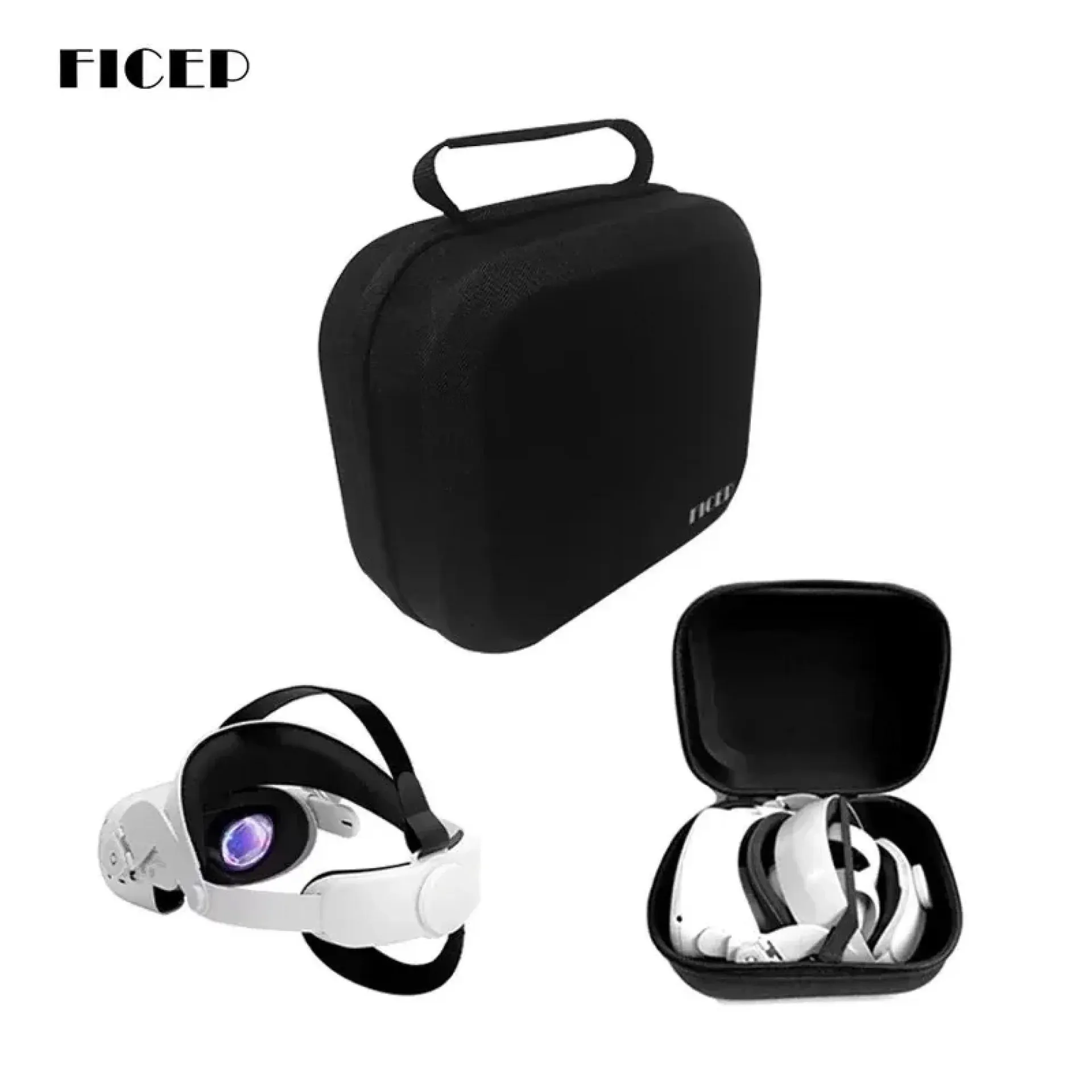 Bolsa FICEP para Oculus Quest 2/Meta Quest 3/Pico 4 Estuche portátil Estuche de viaje para auriculares VR Estuche rígido de EVA Estuche de almacenamiento