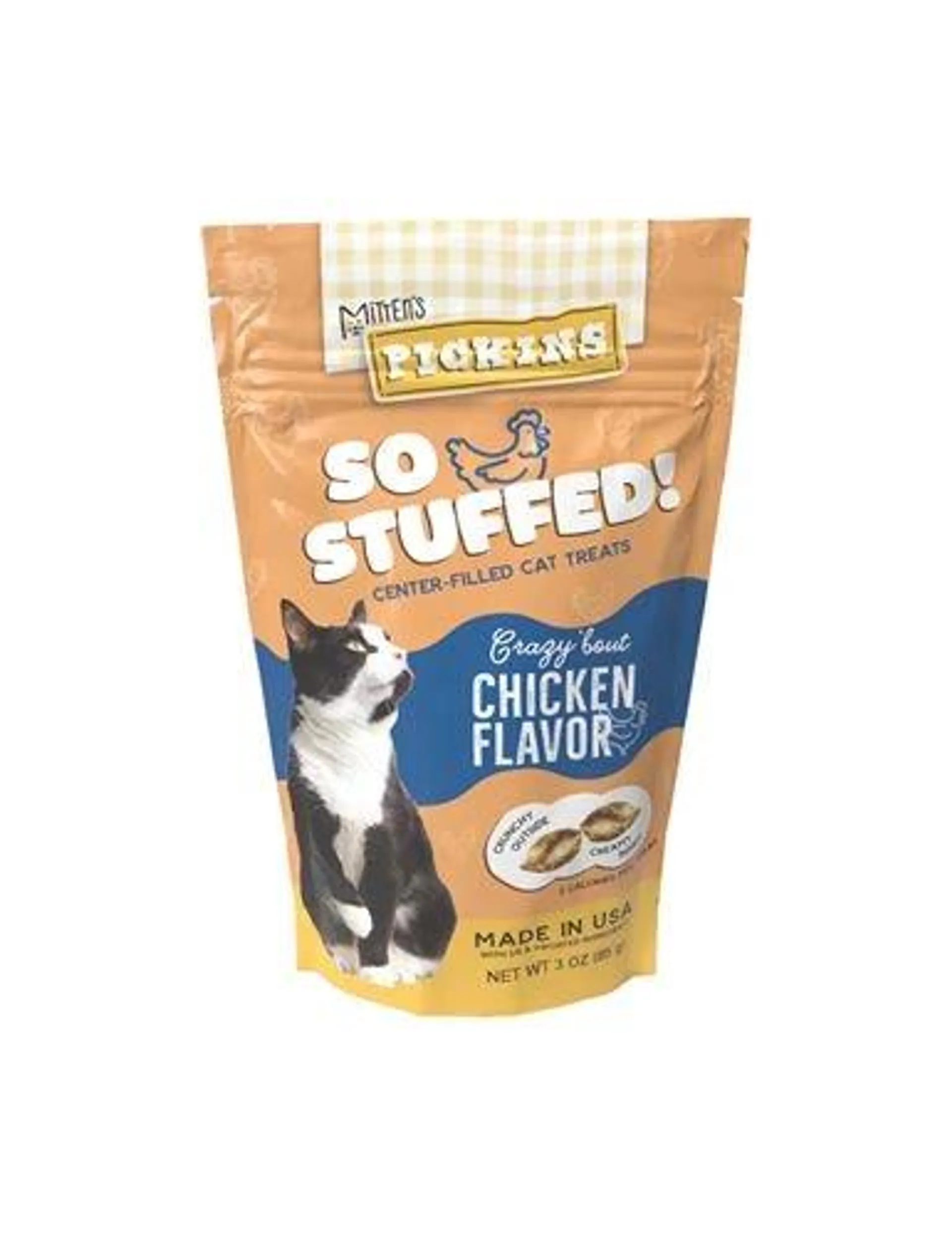 Mitten's Pickins So Stuffed! Crazy 'Bout Chicken Flavor Center-Filled Cat Treats, 3 Ounces