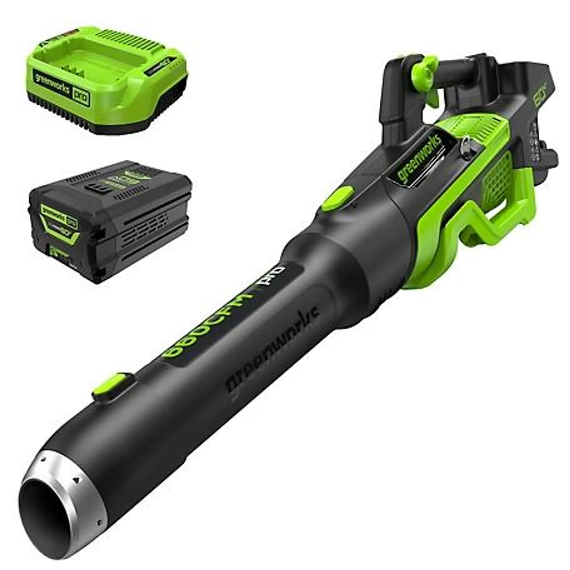 Greenworks 60V 660 CFM 180 MPH Brushless Cordless Battery Leaf Blower, 2.5 Ah Battery & Charger