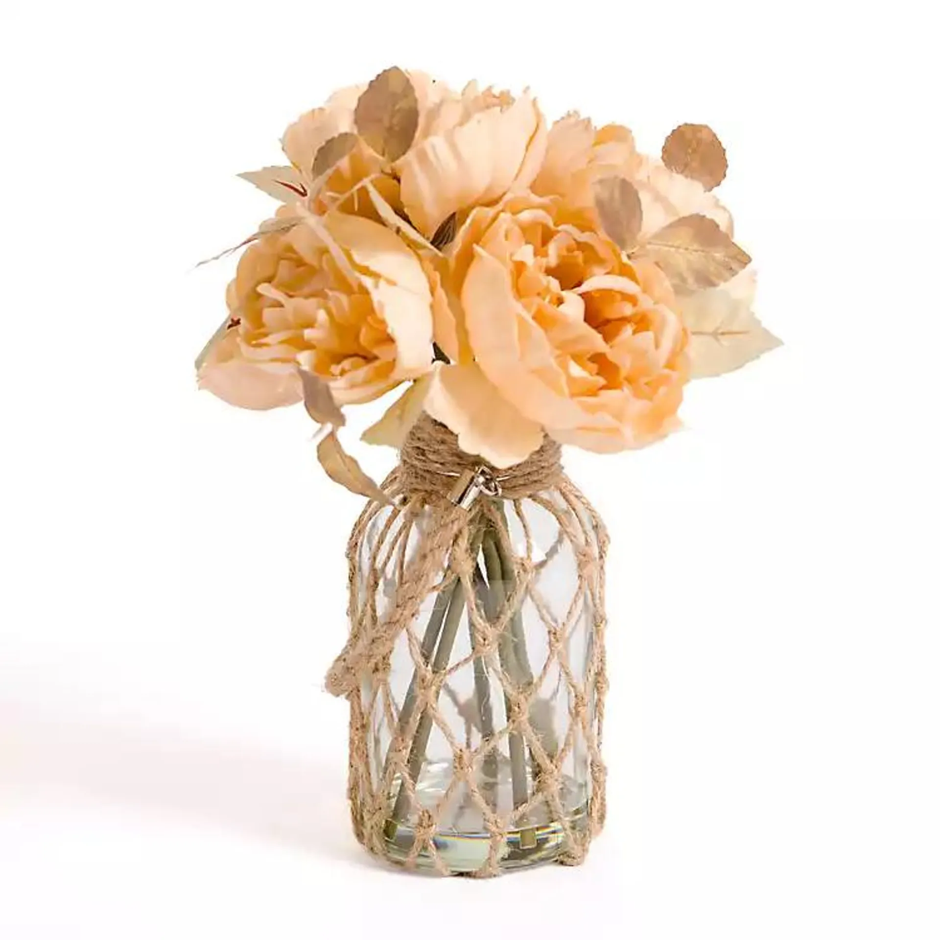 Antique Peony Arrangement in Roped Vase