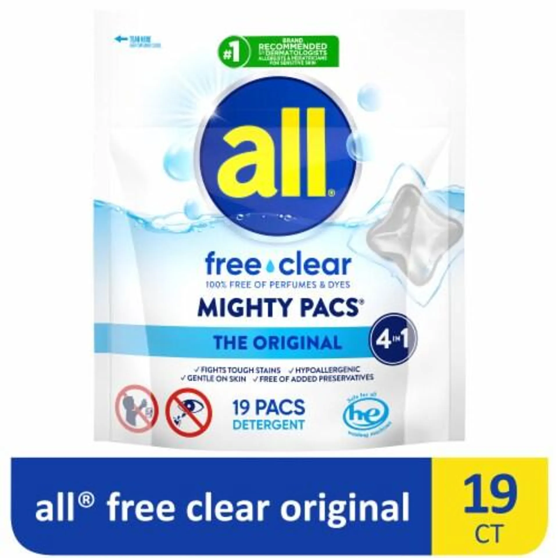 All® Free Clear Original Unscented Mighty Pacs® Laundry Detergent