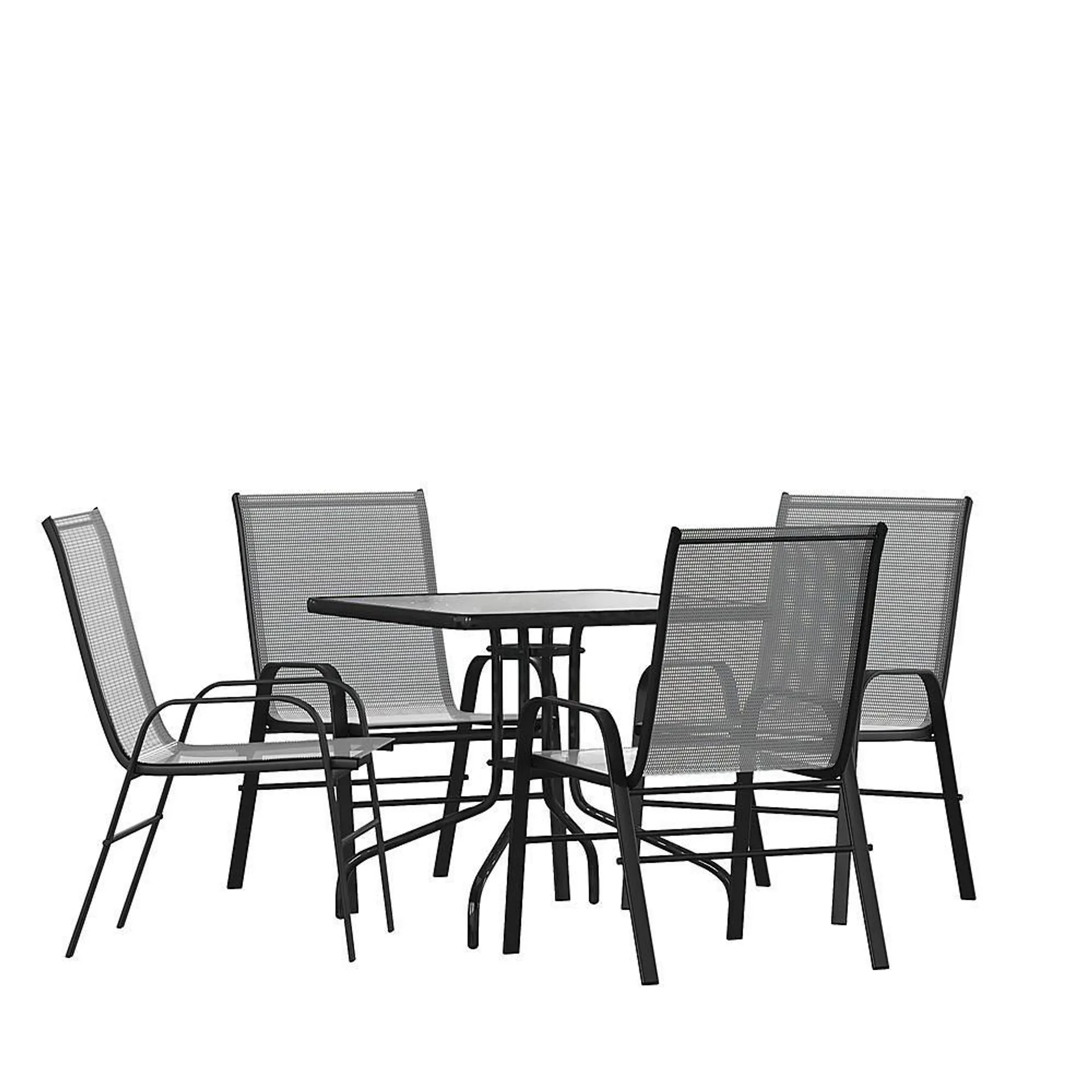 Flash Furniture - Brazos Outdoor Square Contemporary 5 Piece Patio Set - Gray