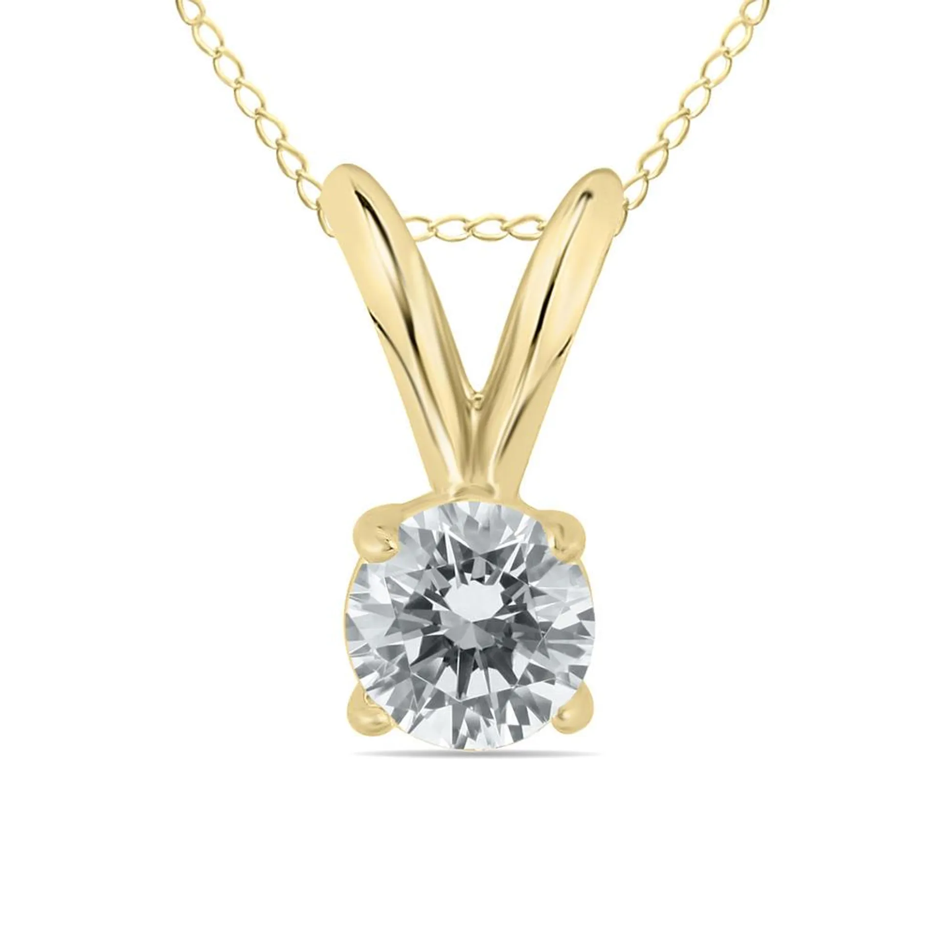 szul.com 1/7 Carat Round Diamond Solitaire Pendant in 14K Yellow Gold