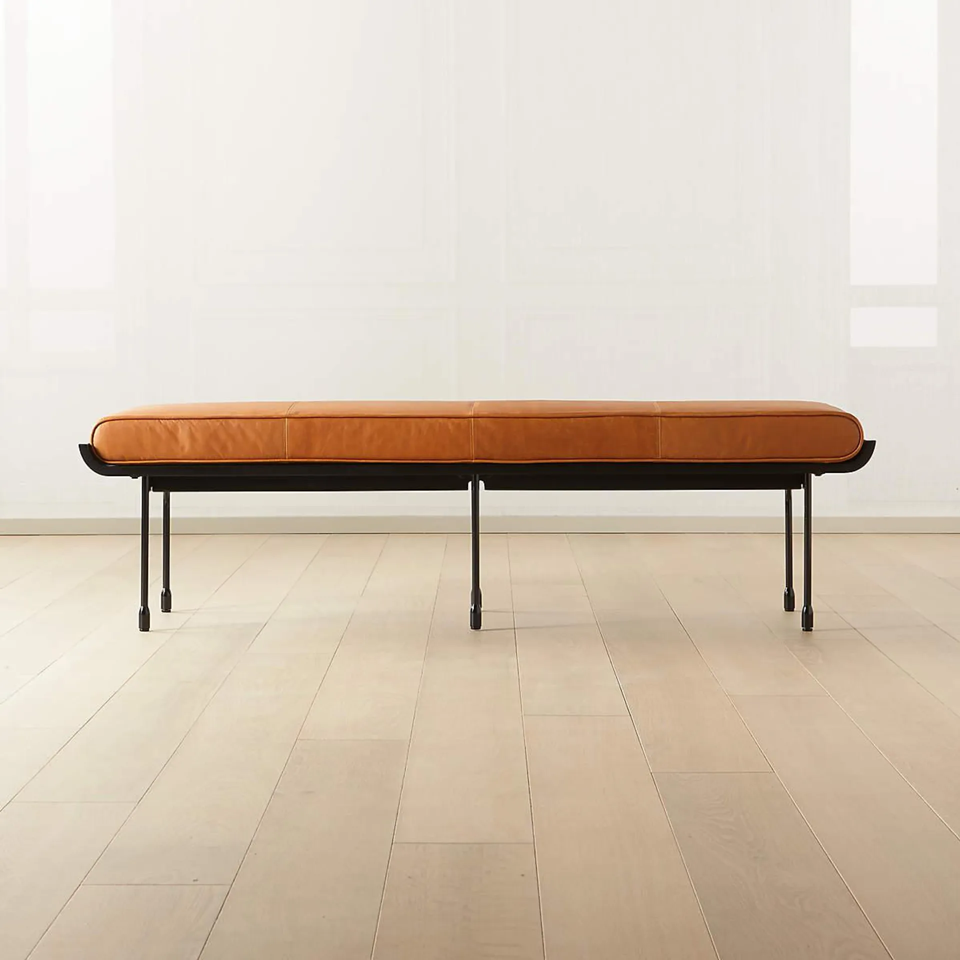 Juneau Leather and Metal Bench