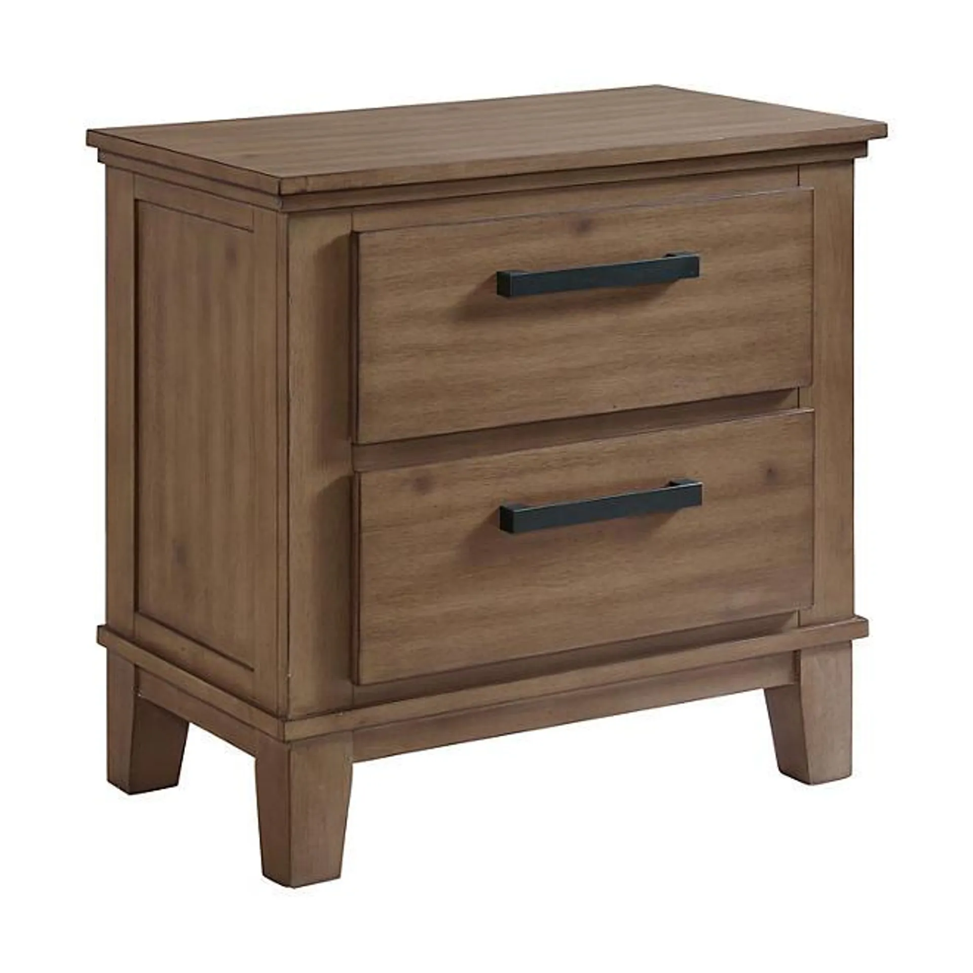 Jaxon 2-Drawer Acacia and Manufactured Wood Nightstand, Grey