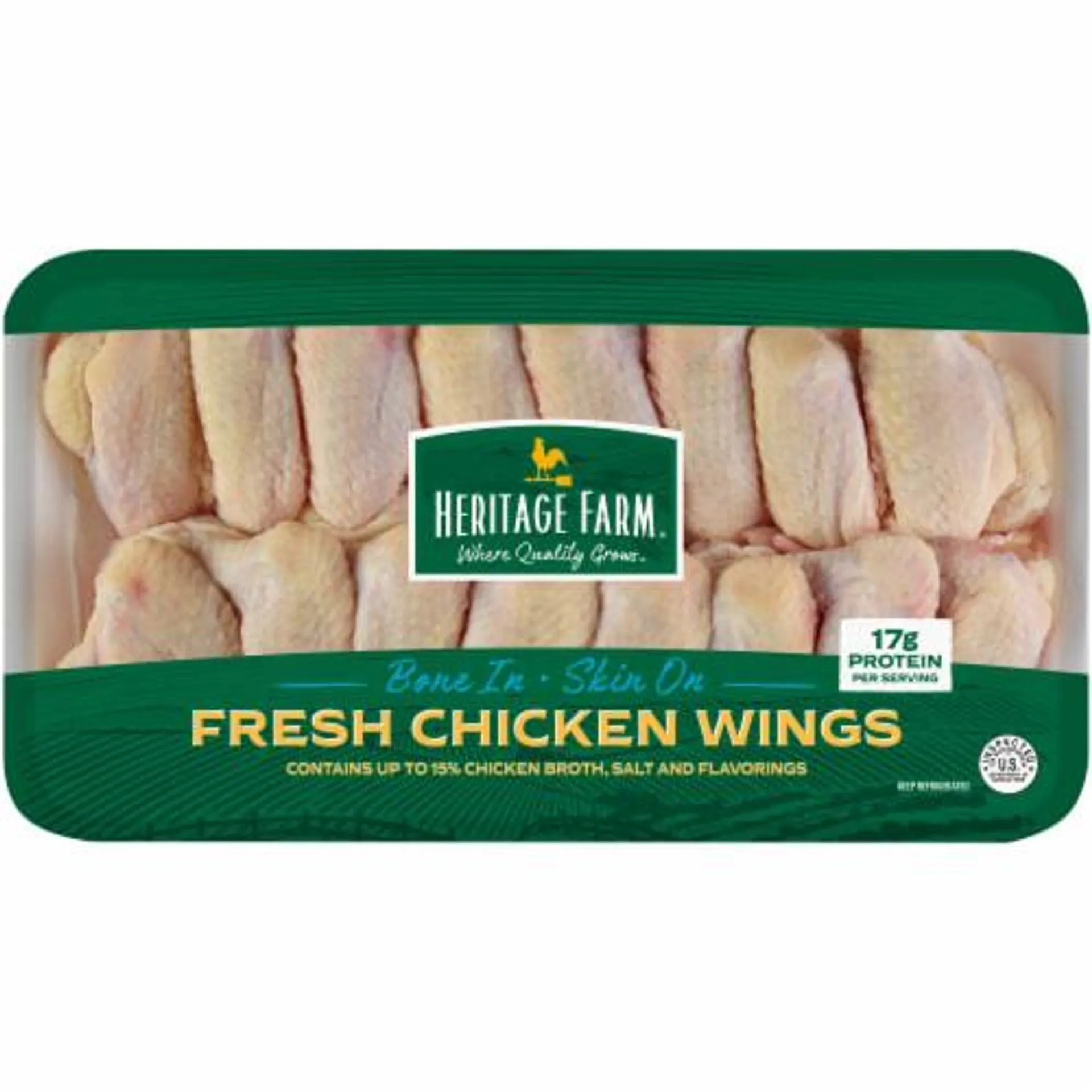 Heritage Farm® Chicken Wings Bone In & Skin On (14-17 per Pack)