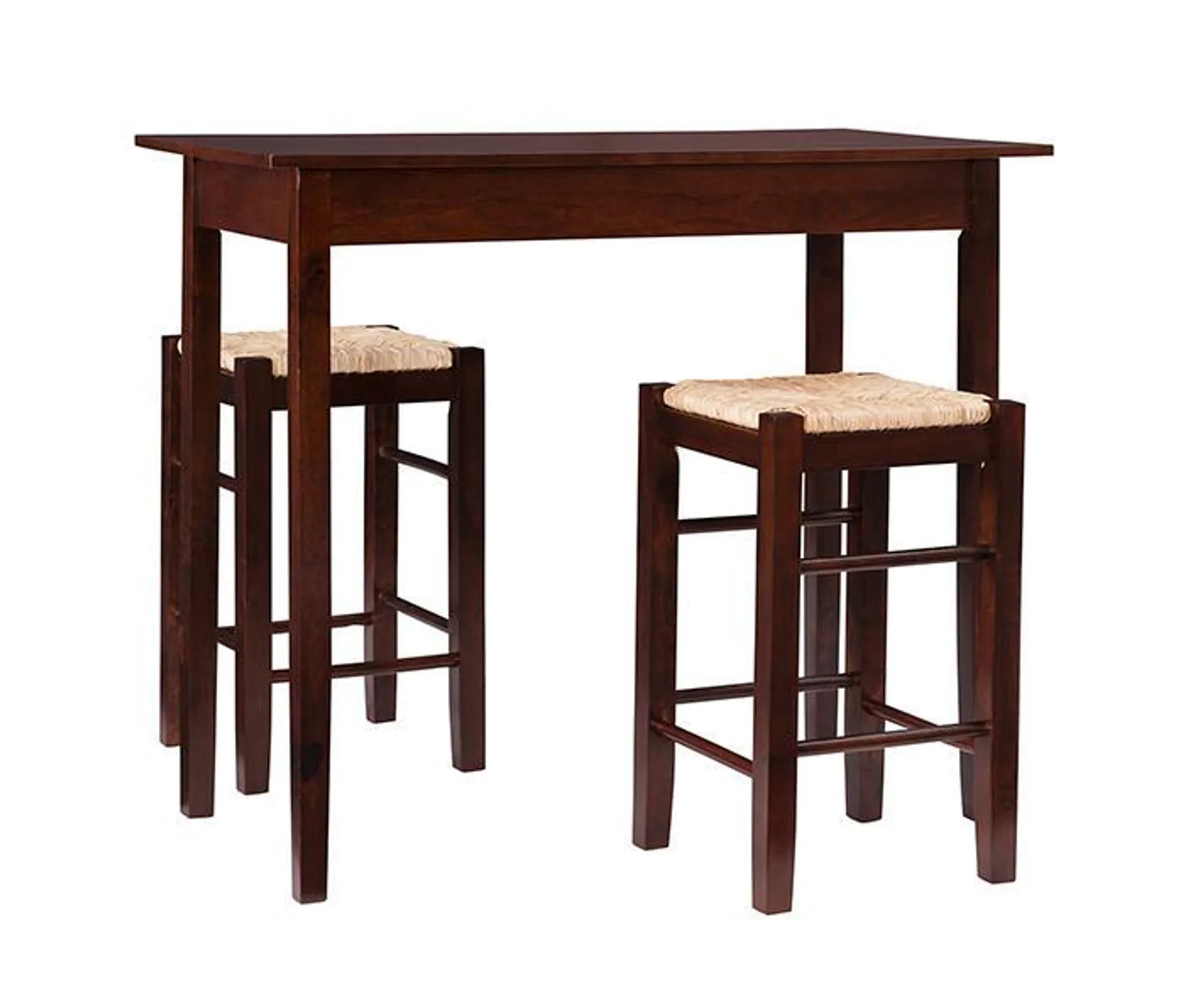 Colton 3-Piece Pub Table Set with Rush Stools