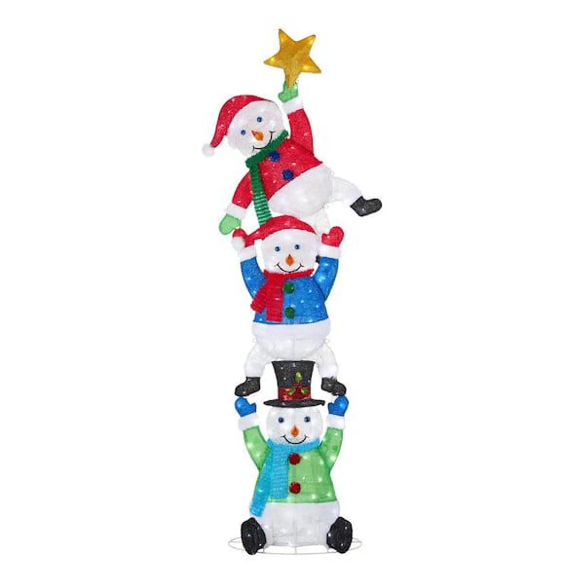 7 ft. LED Stacked Snowmen Holiday Yard Decoration