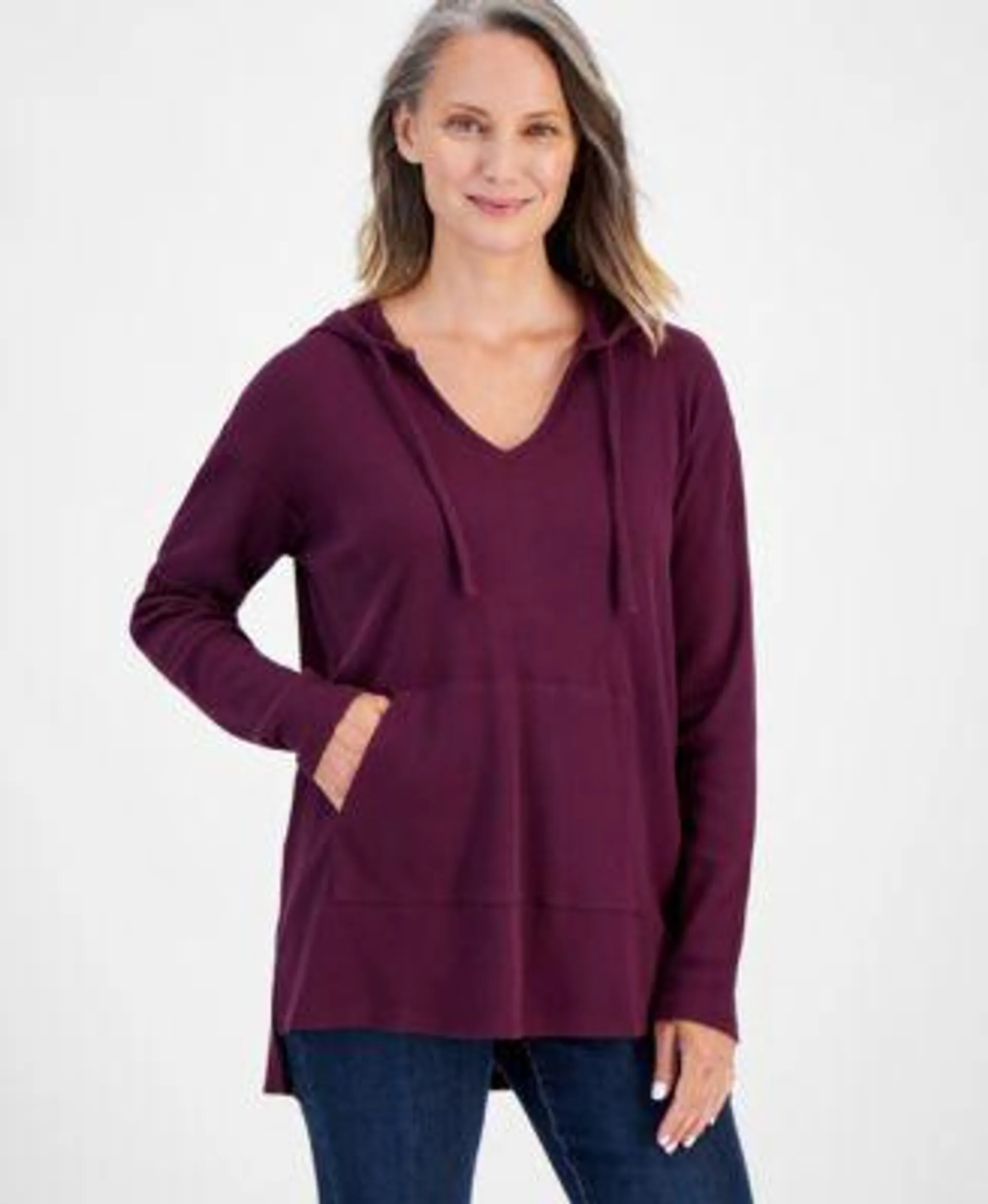 Women's Waffle-Knit Hoodie Tunic, Created for Macy's