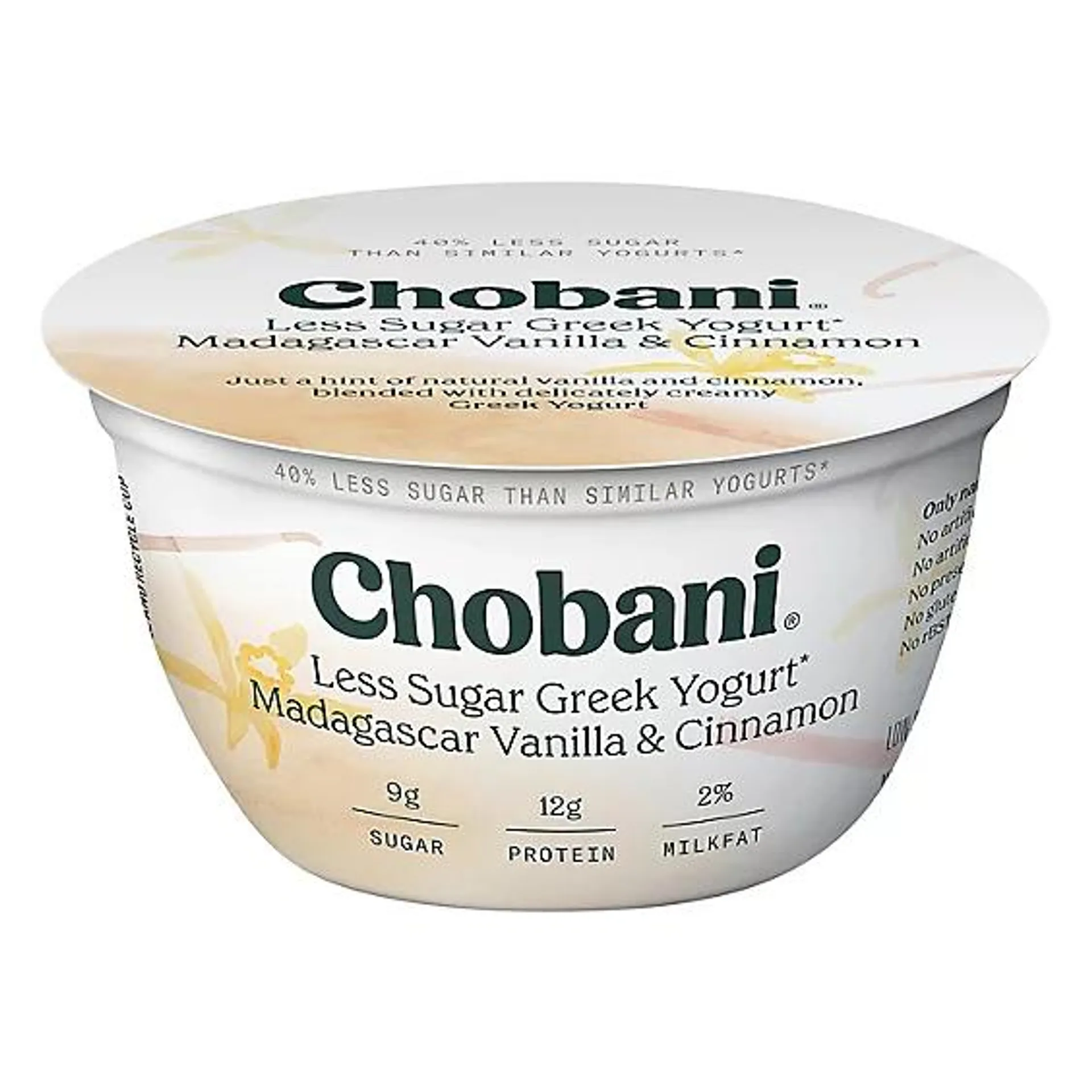 Chobani Less Sugar Madagascar Vanilla & Cinnamon Greek Yogurt - 5.3 Oz