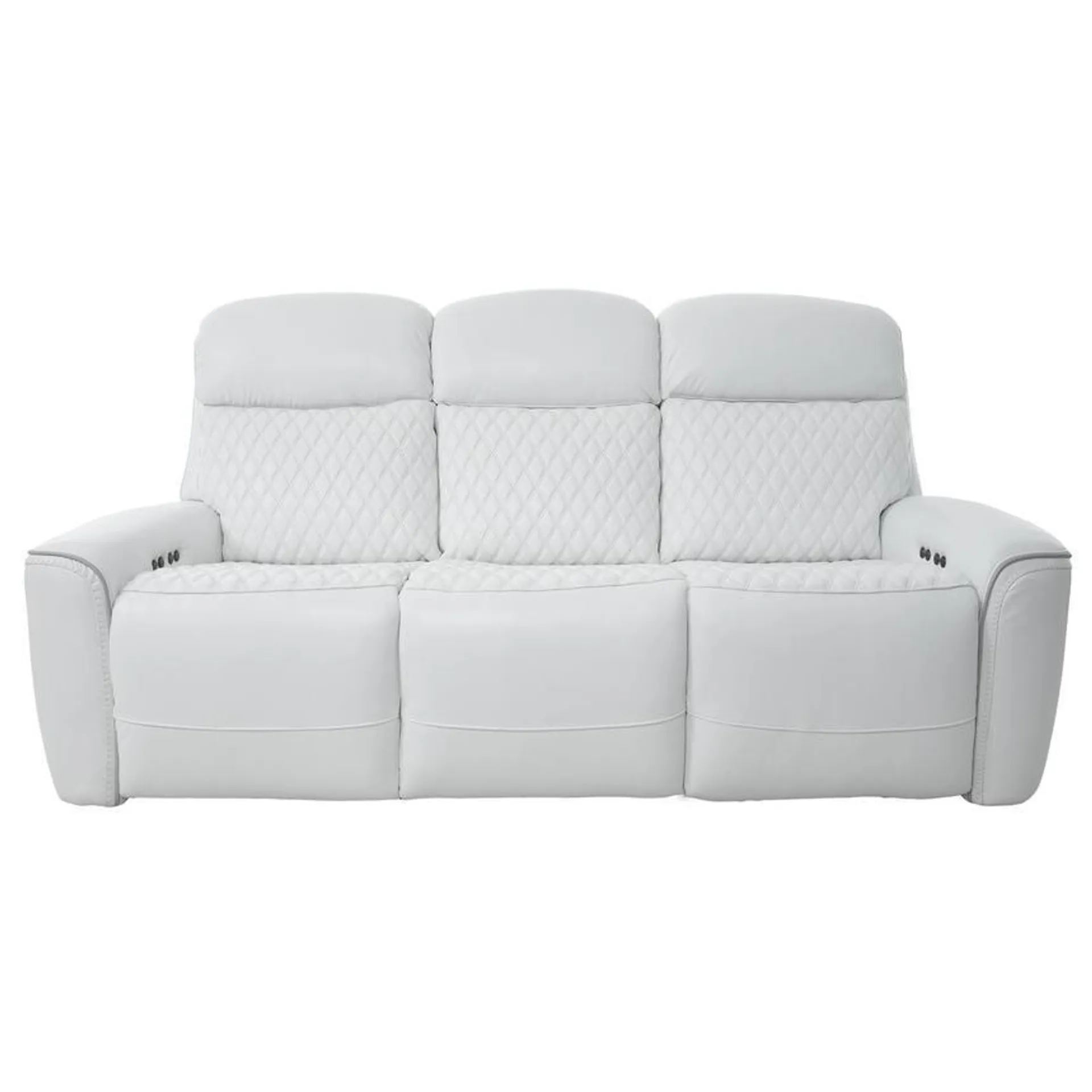 Softee White Leather Power Reclining Sofa