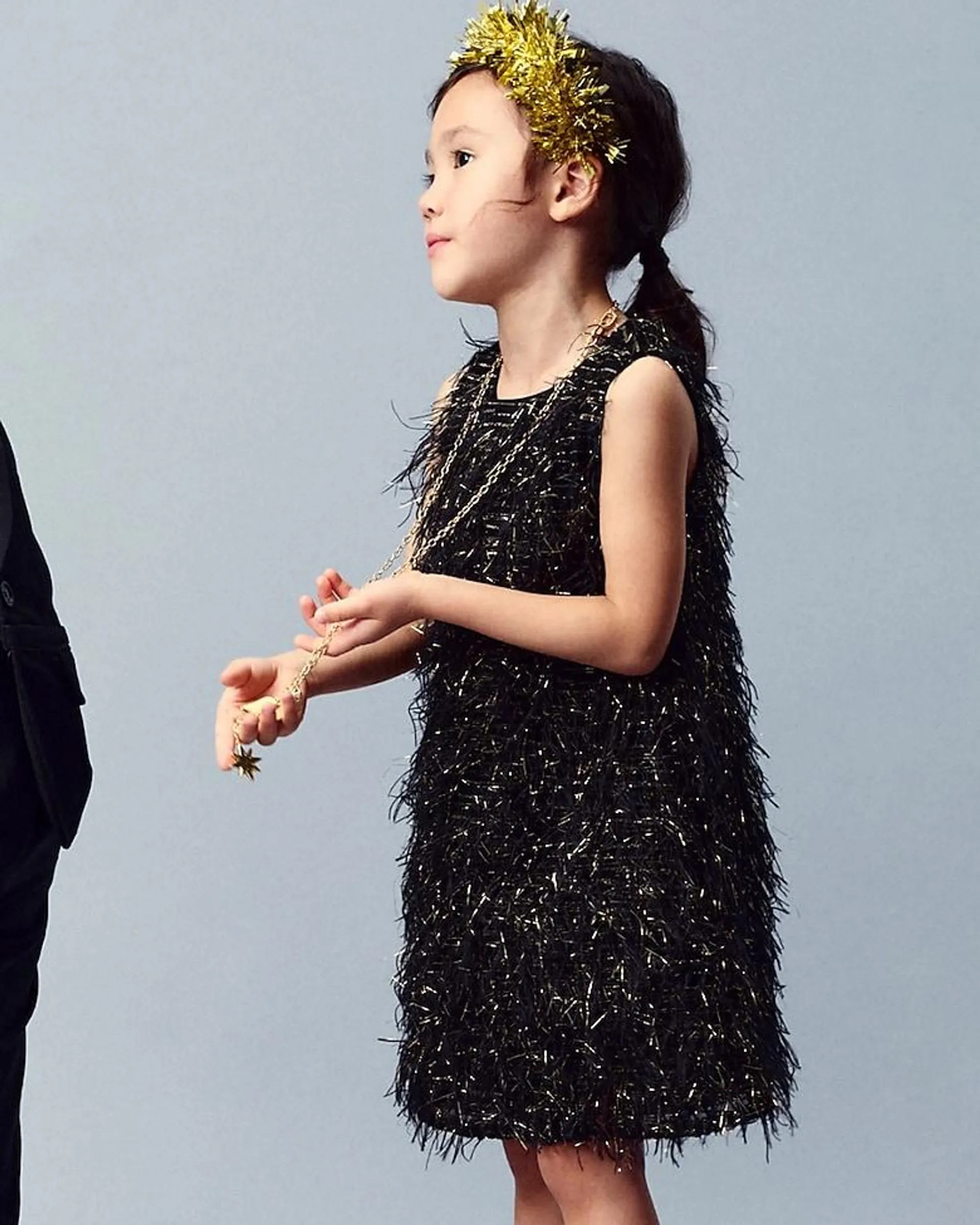 Girls' tinsel shift dress