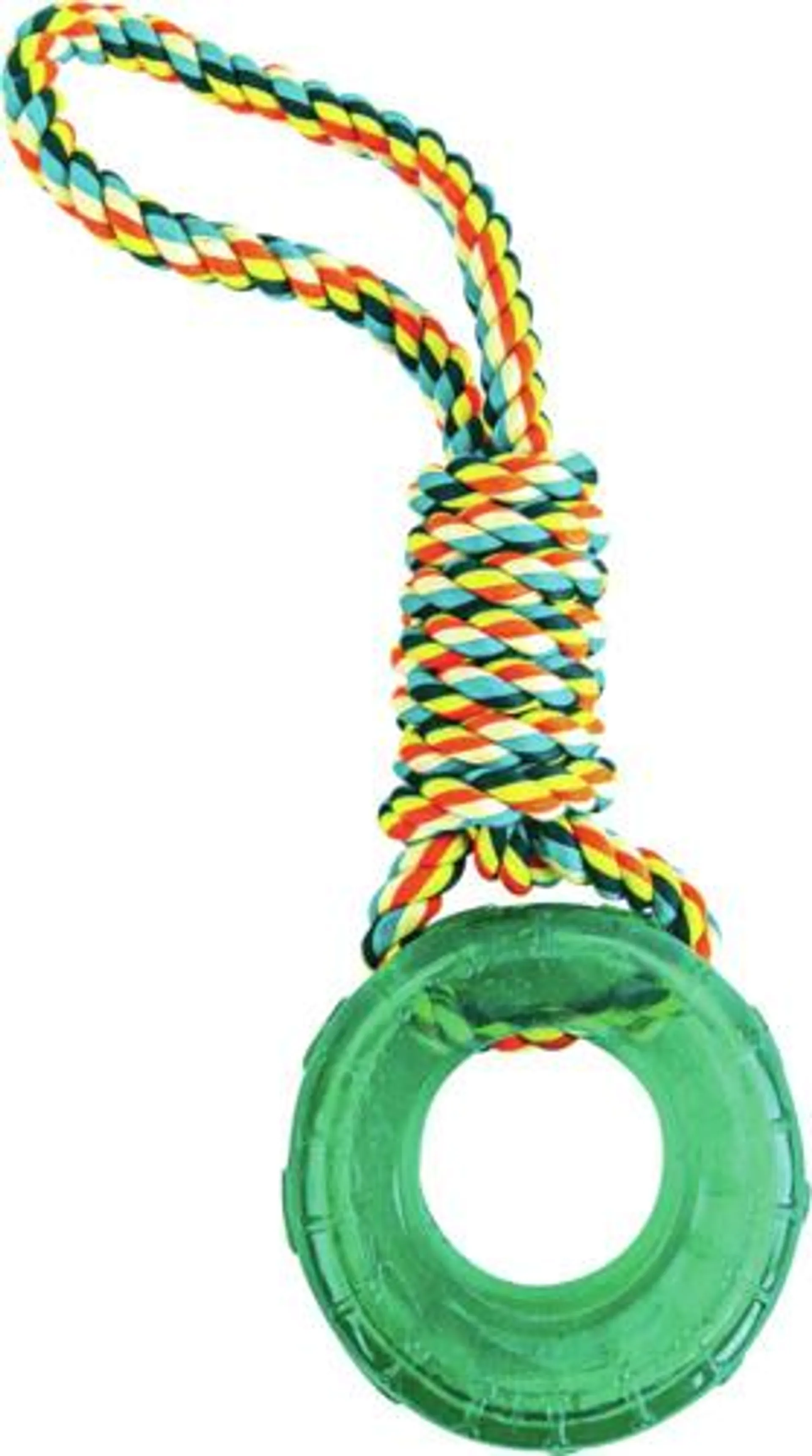 Play On Dog Toy Rope Pull with TPR Tire