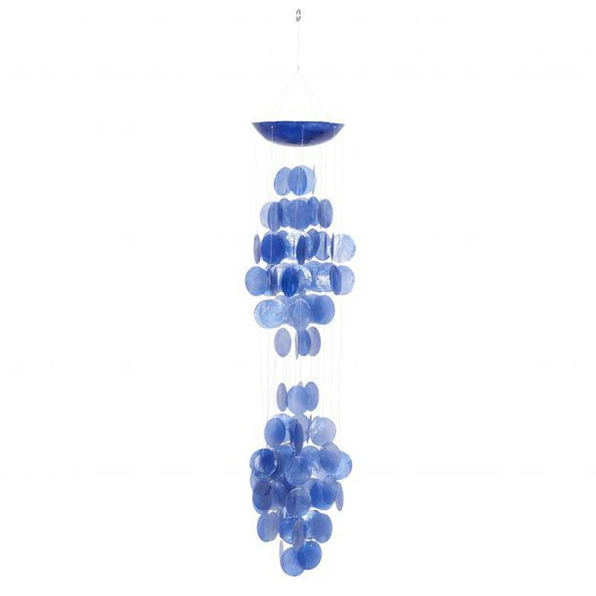 Blue Capiz Coastal Windchime, 5" x 27"