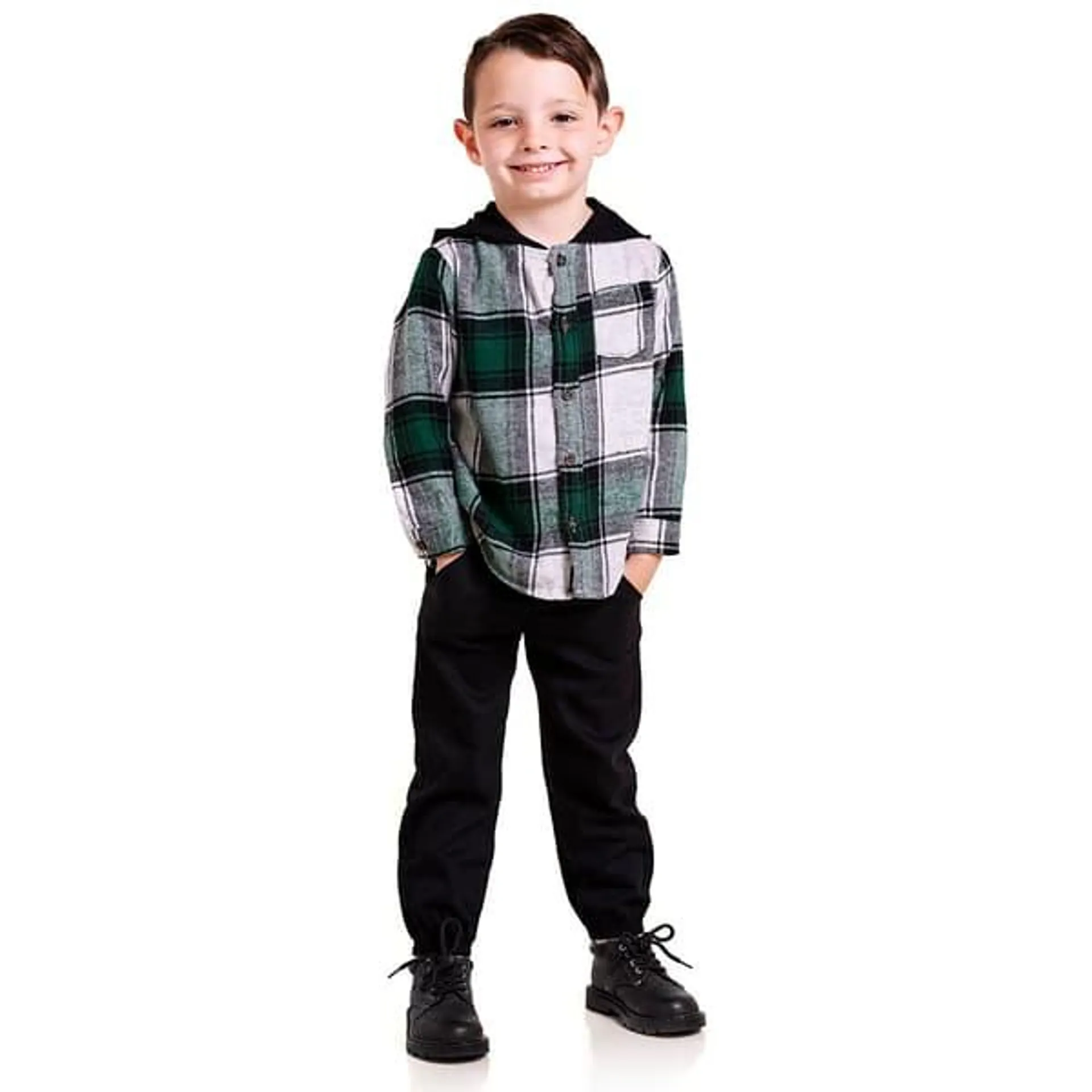 Toddler Boy Little Rebels® Hooded Flannel & Pants Set