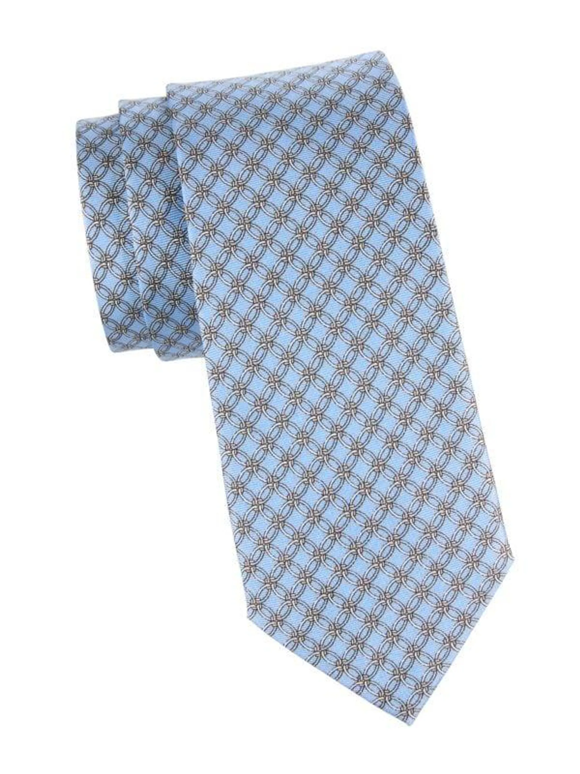 Geometric Print Silk Tie