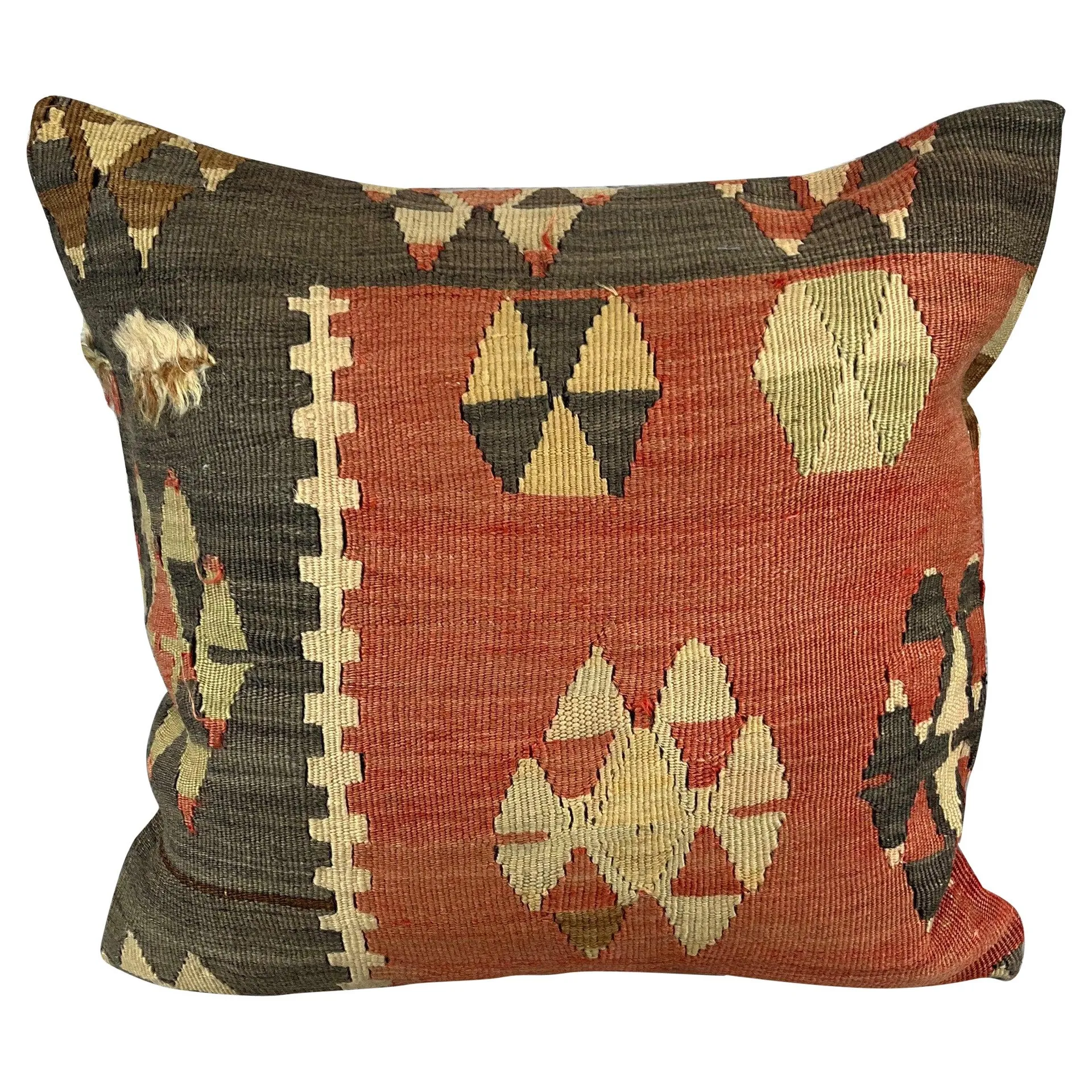 20 x 20 Kilim Pillow Turkish Cushion Natural Brown Pillow Cushion Cover #6772