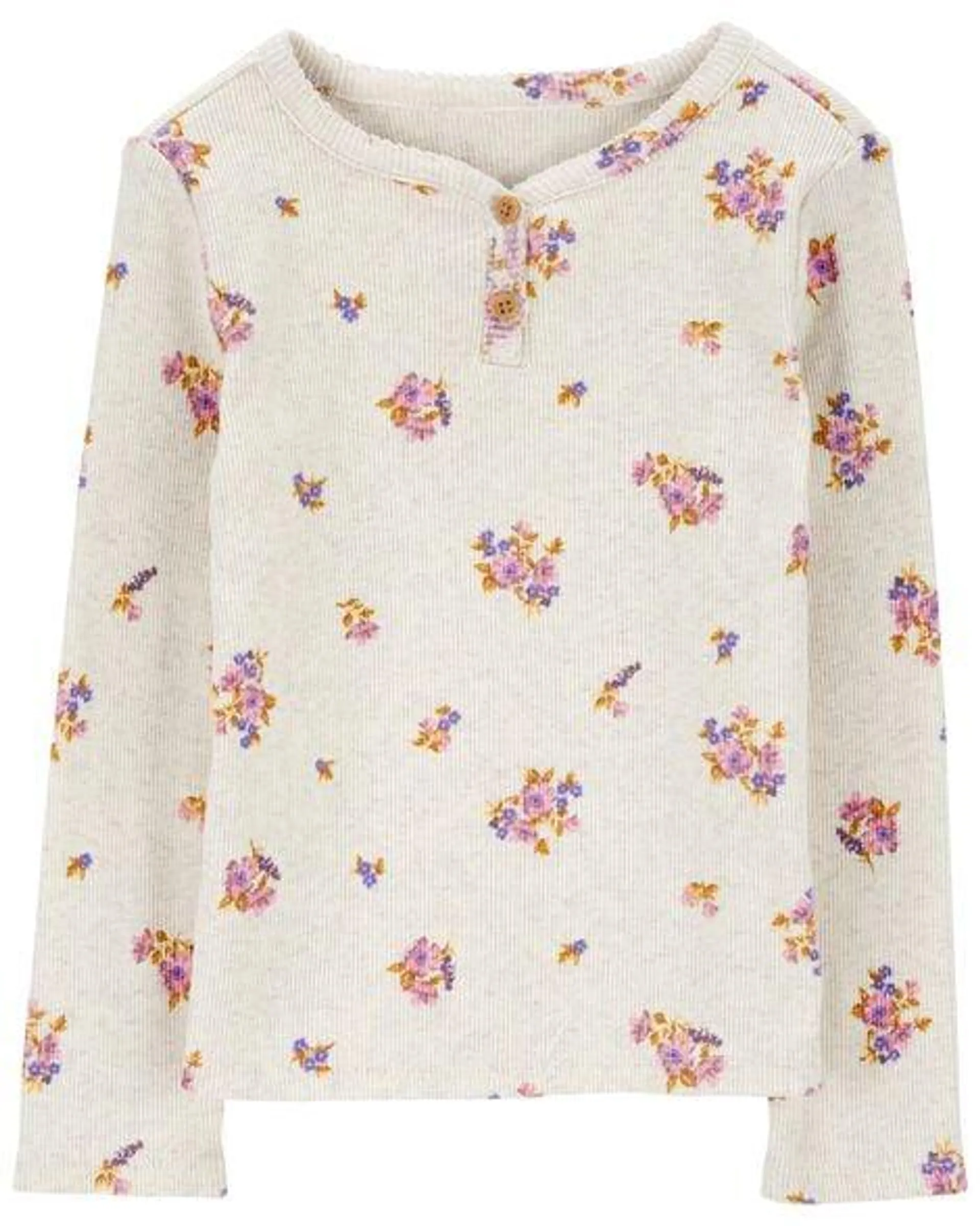 Baby Floral Knit Long-Sleeve Fashion Top - Floral