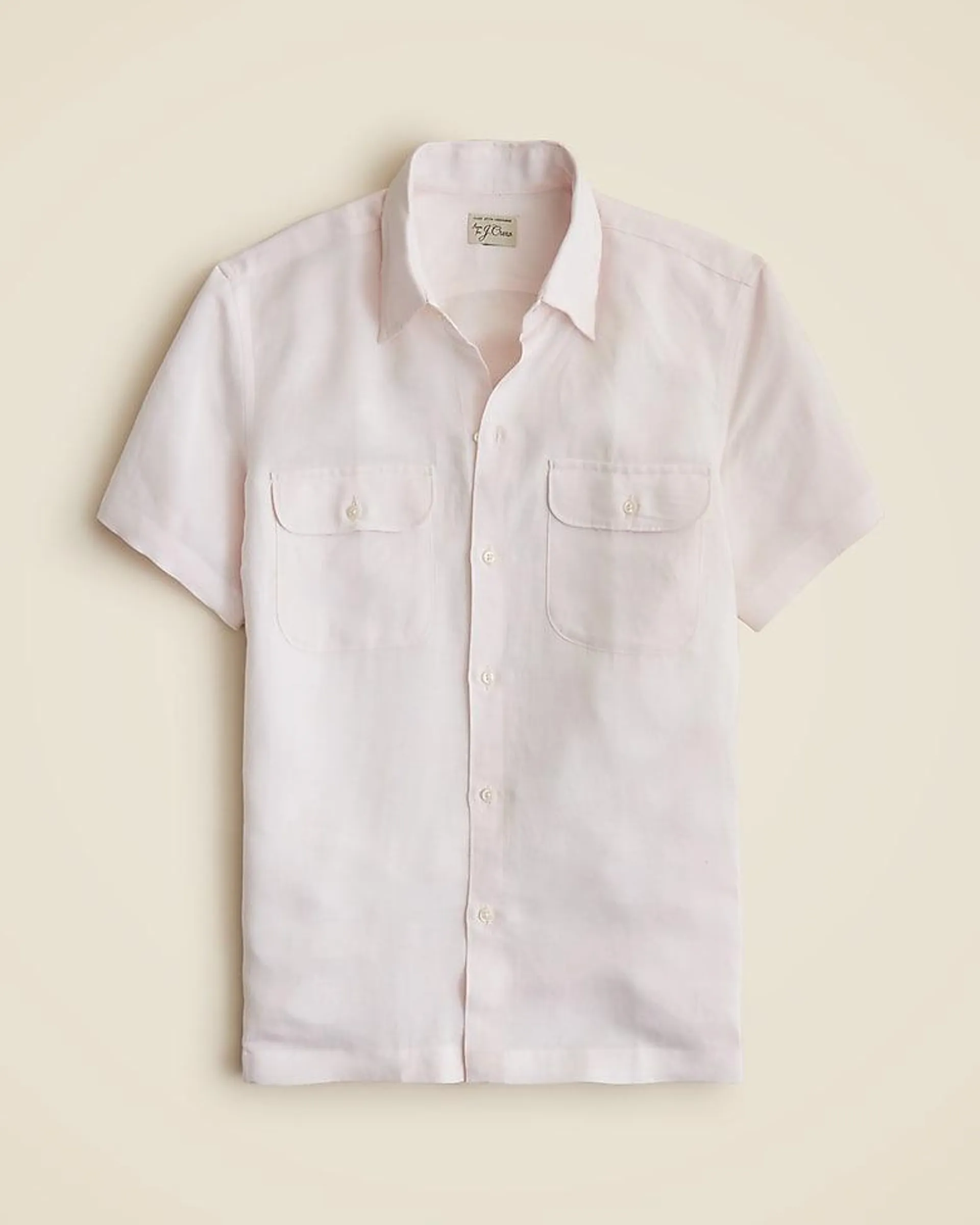 Short-sleeve viscose-linen blend shirt