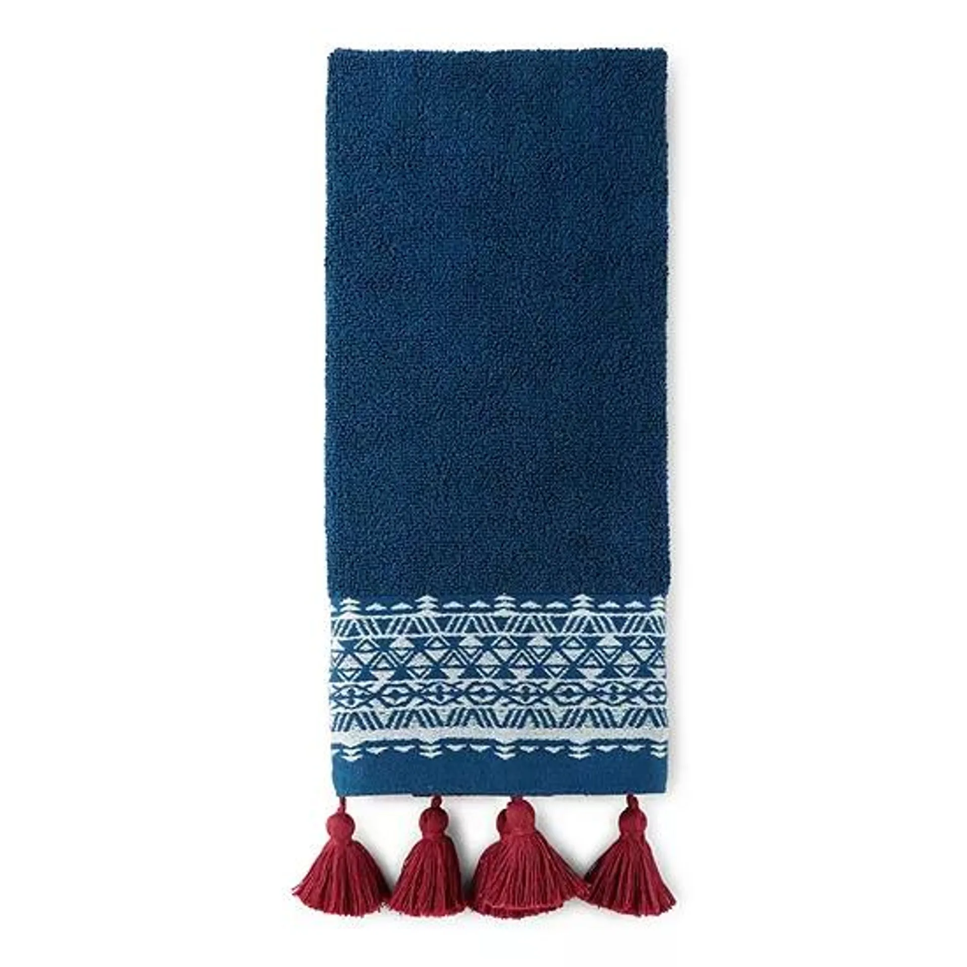 Distant Lands Navy Tassel Hand Towel