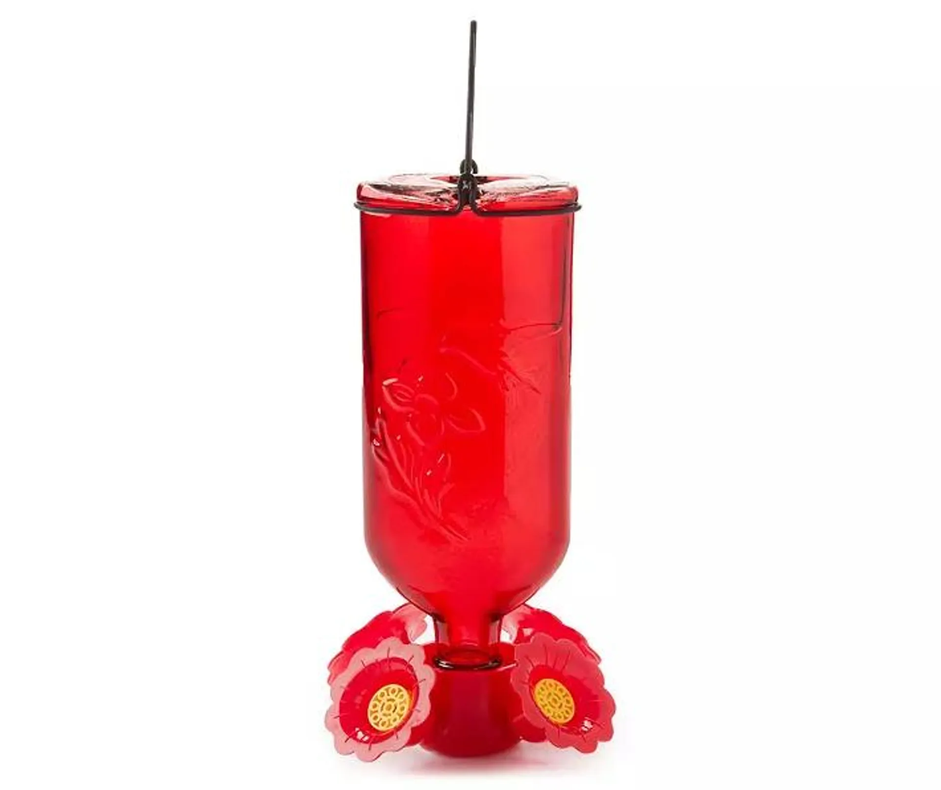 Glass Wine Bottle Hummingbird Feeder