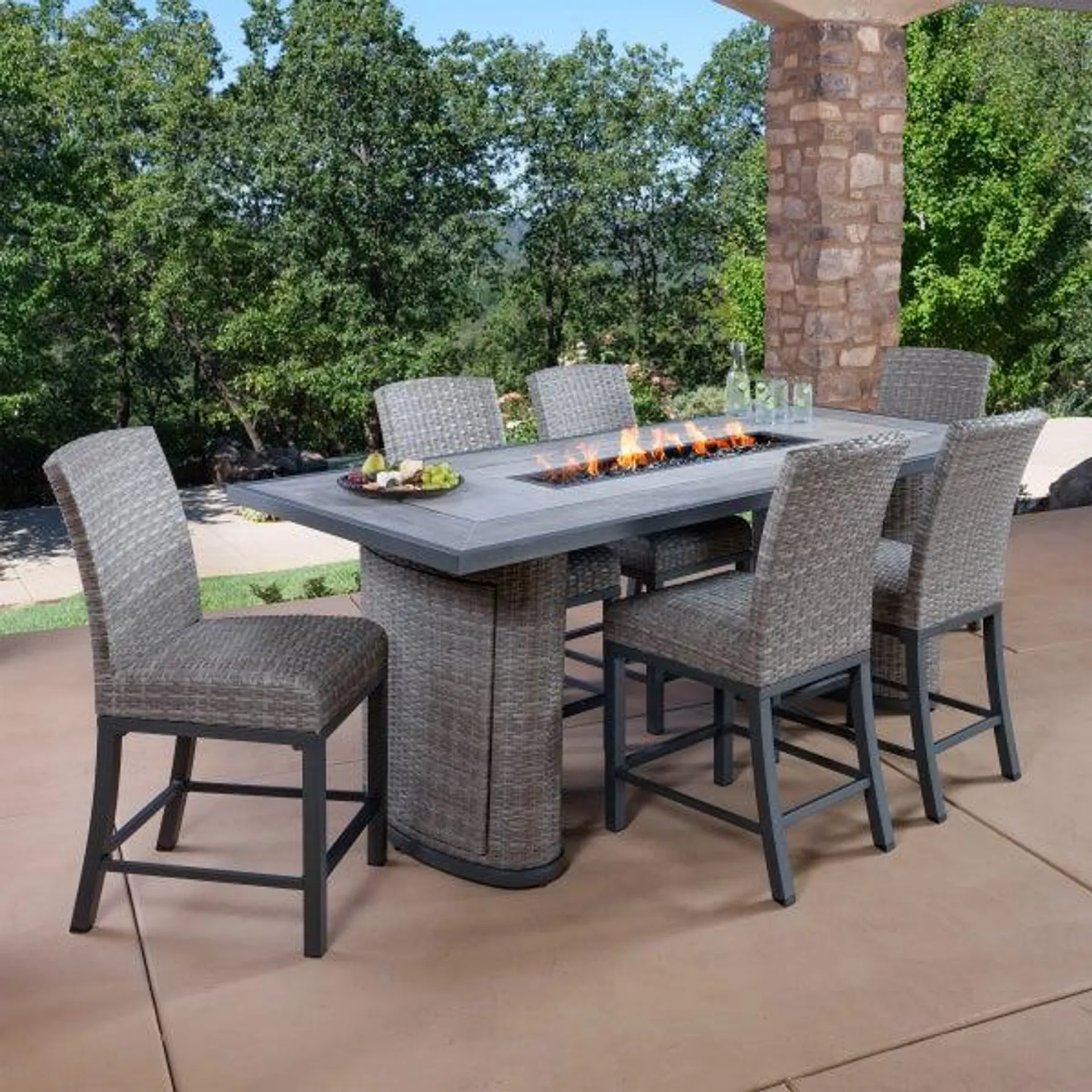 Sunvilla Parson 7-piece Fire Outdoor High Dining Set