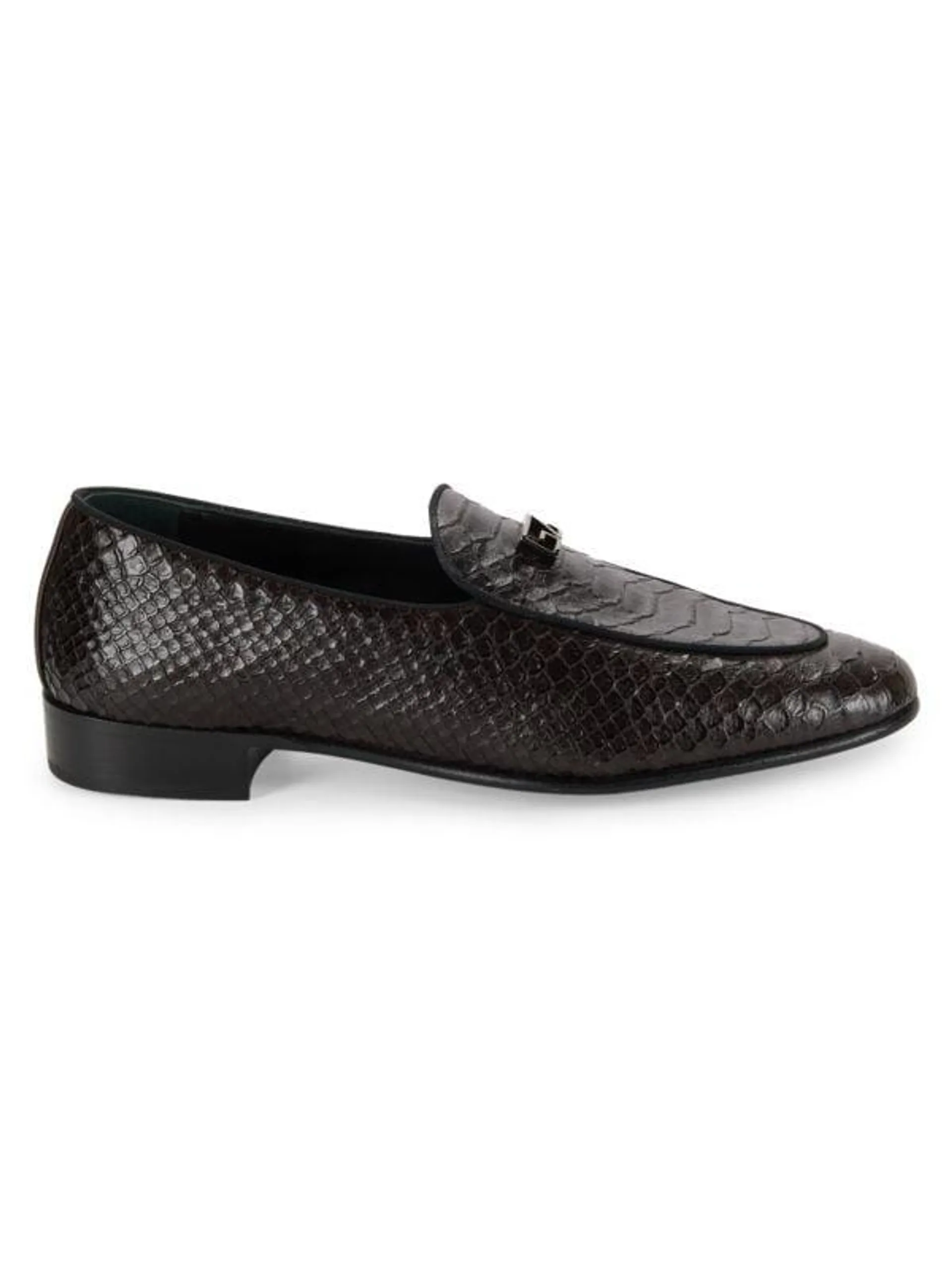 Apron Toe Embossed Leather Loafers